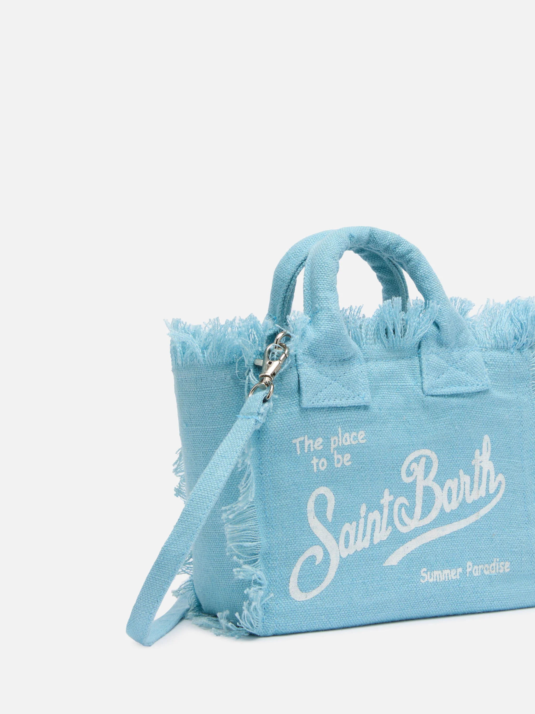 Borsa Mini Vanity in 100% LINO azzurro - Image 3