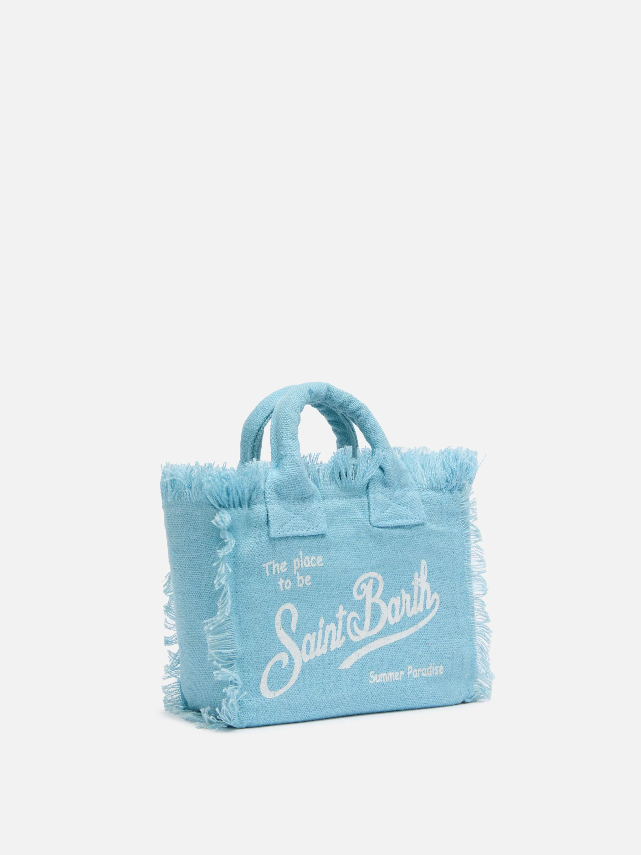 Borsa Mini Vanity in 100% LINO azzurro - Image 4
