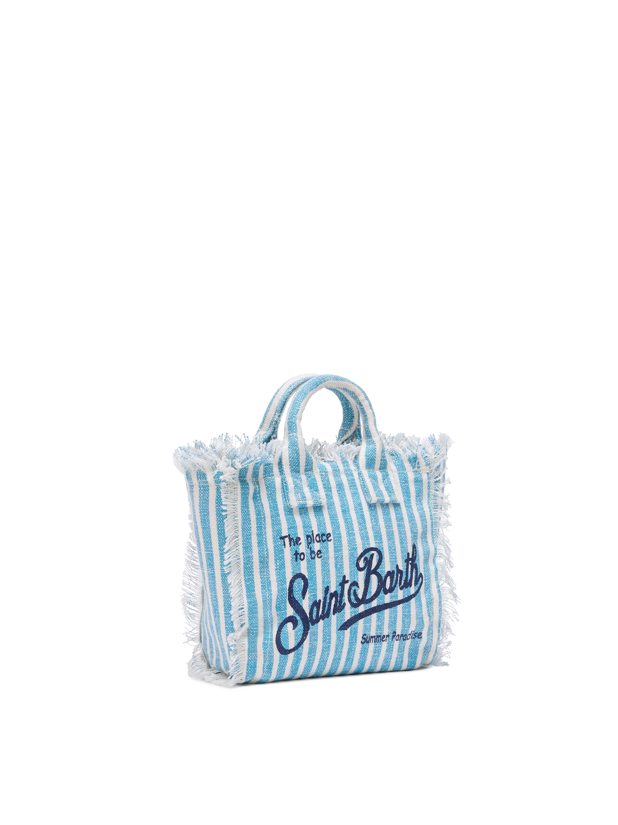 Borsa Mini Vanity in 100% LINO con stampa a righe - Image 4