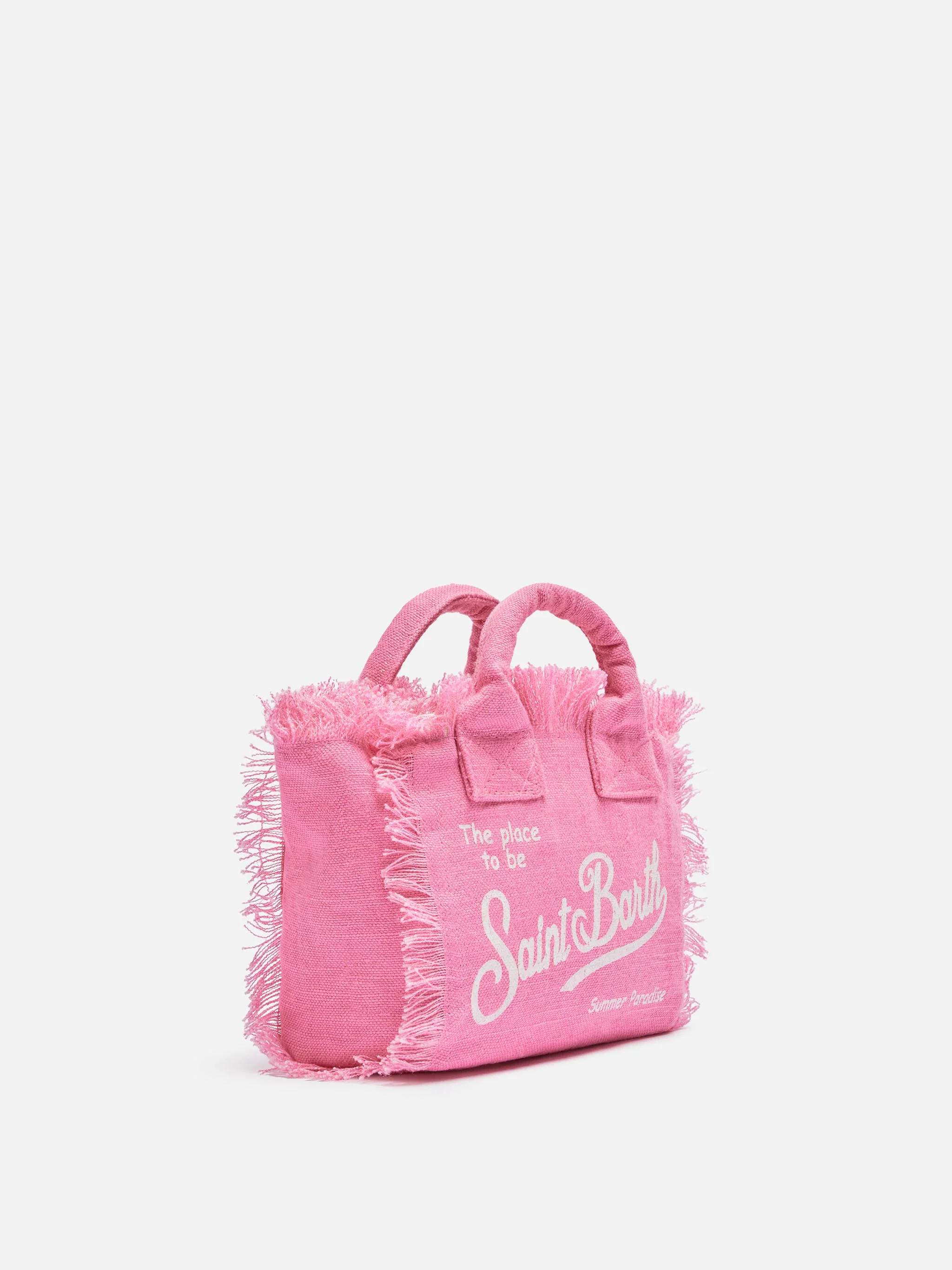 Borsa Mini Vanity in 100% LINO rosa - Image 4