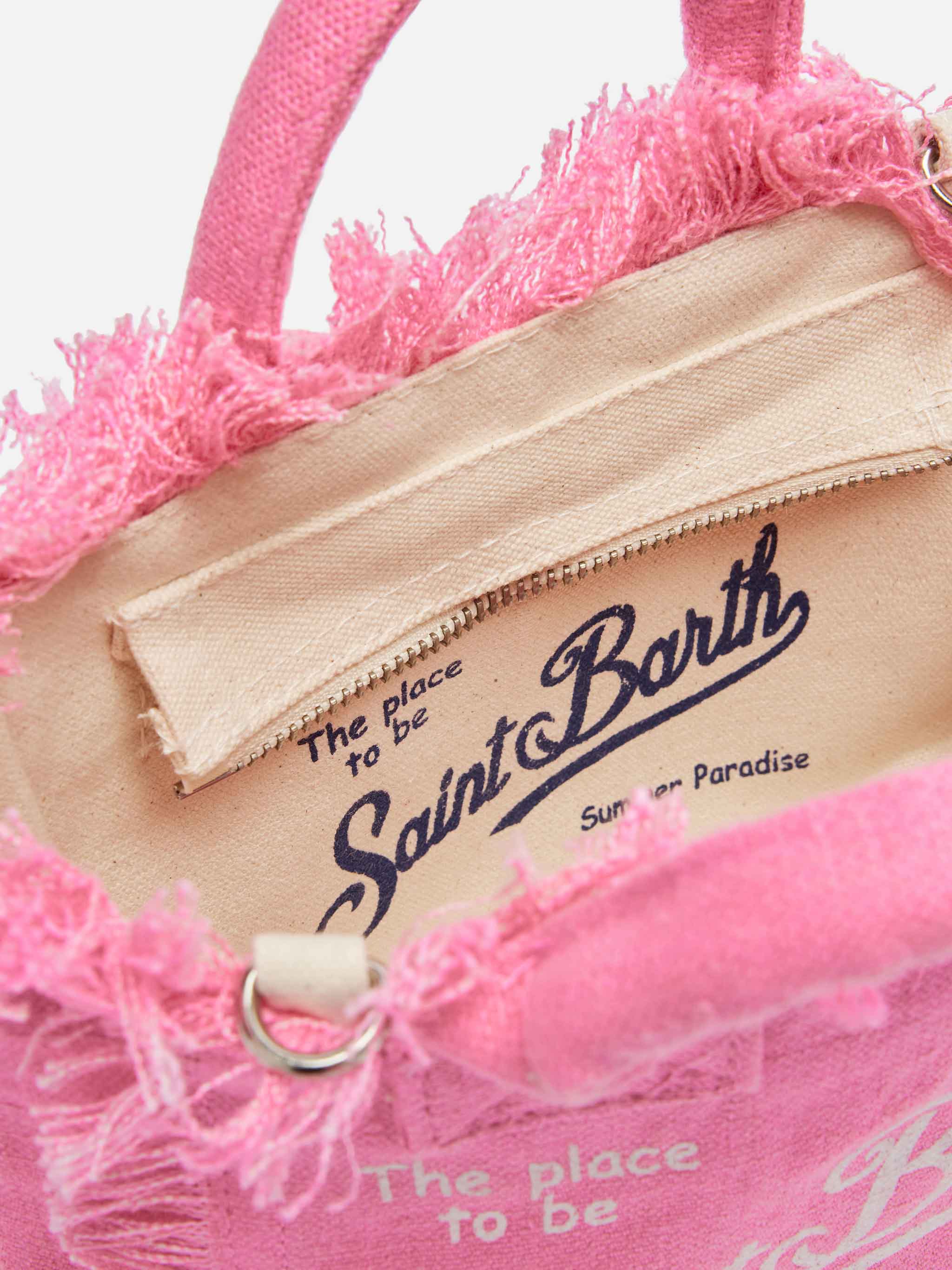 Borsa Mini Vanity in 100% LINO rosa - Image 5