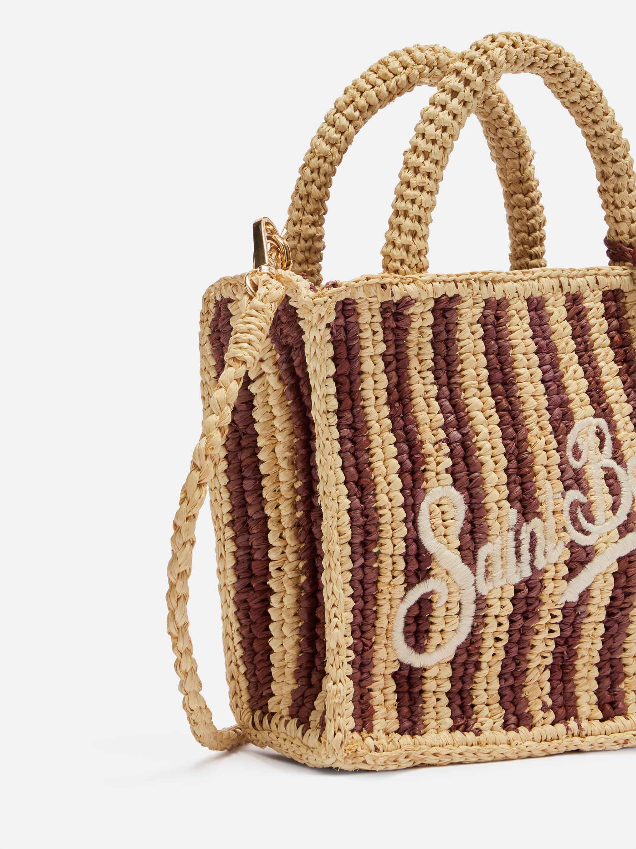Borsa Mini Vanity Rafia con stampa a righe - Image 3