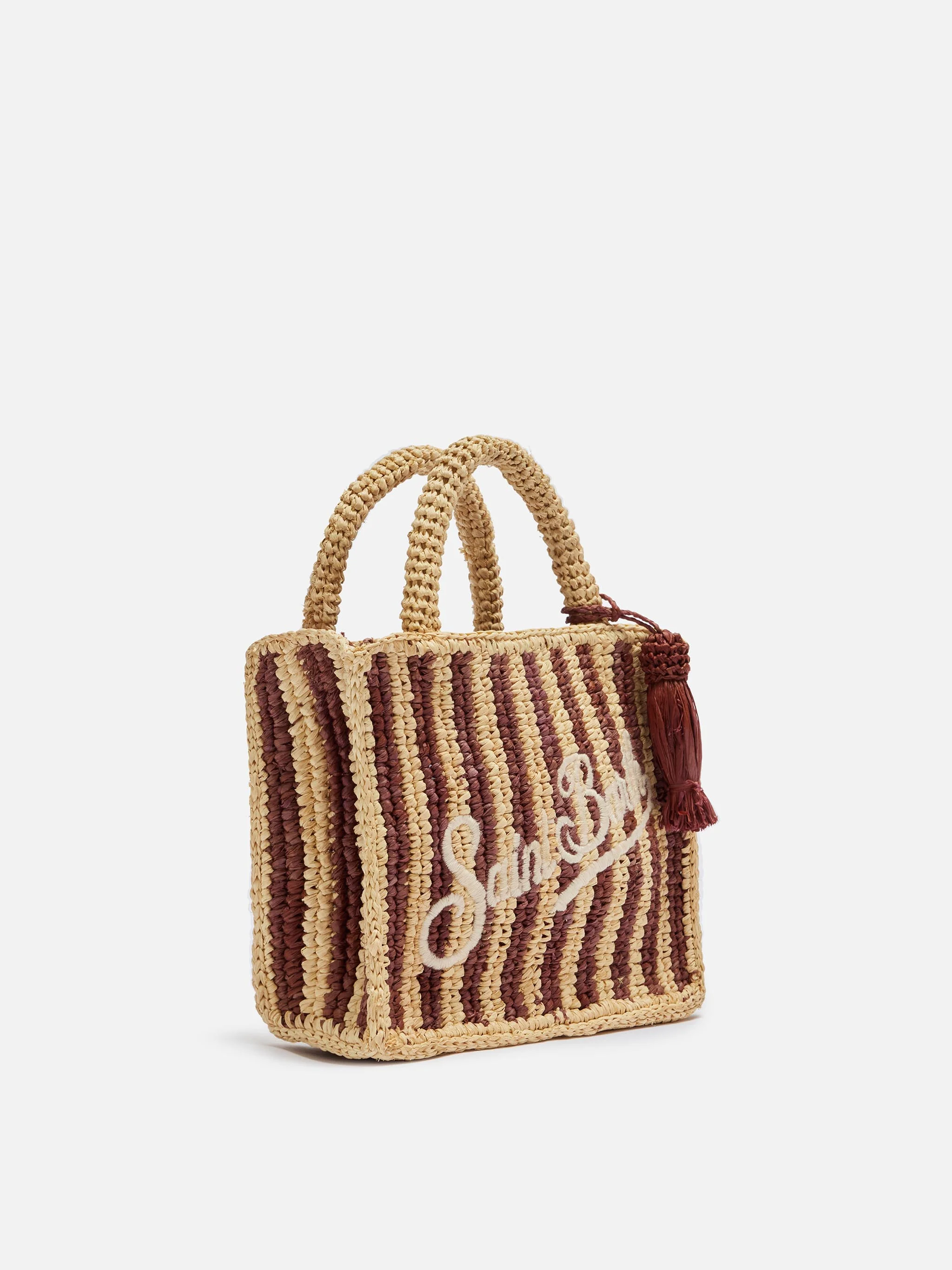 Borsa Mini Vanity Rafia con stampa a righe - Image 4