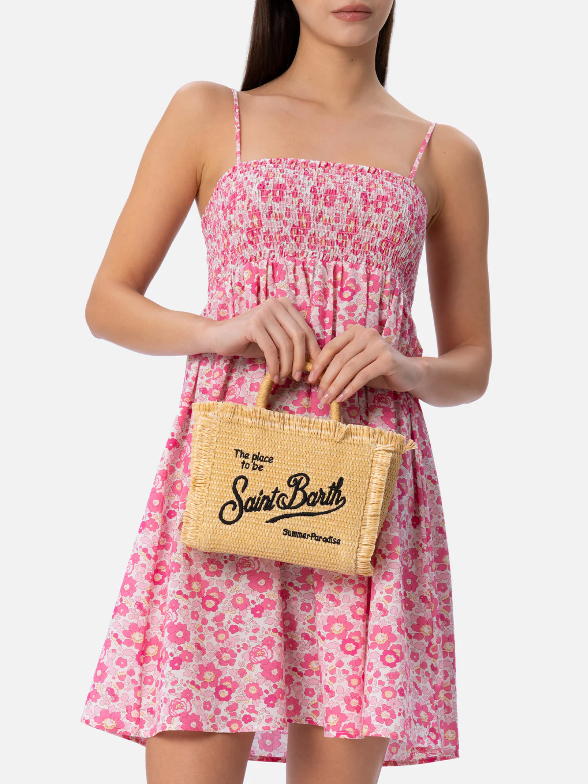 Borsa Mini Vanity beige effetto paglia - Image 2