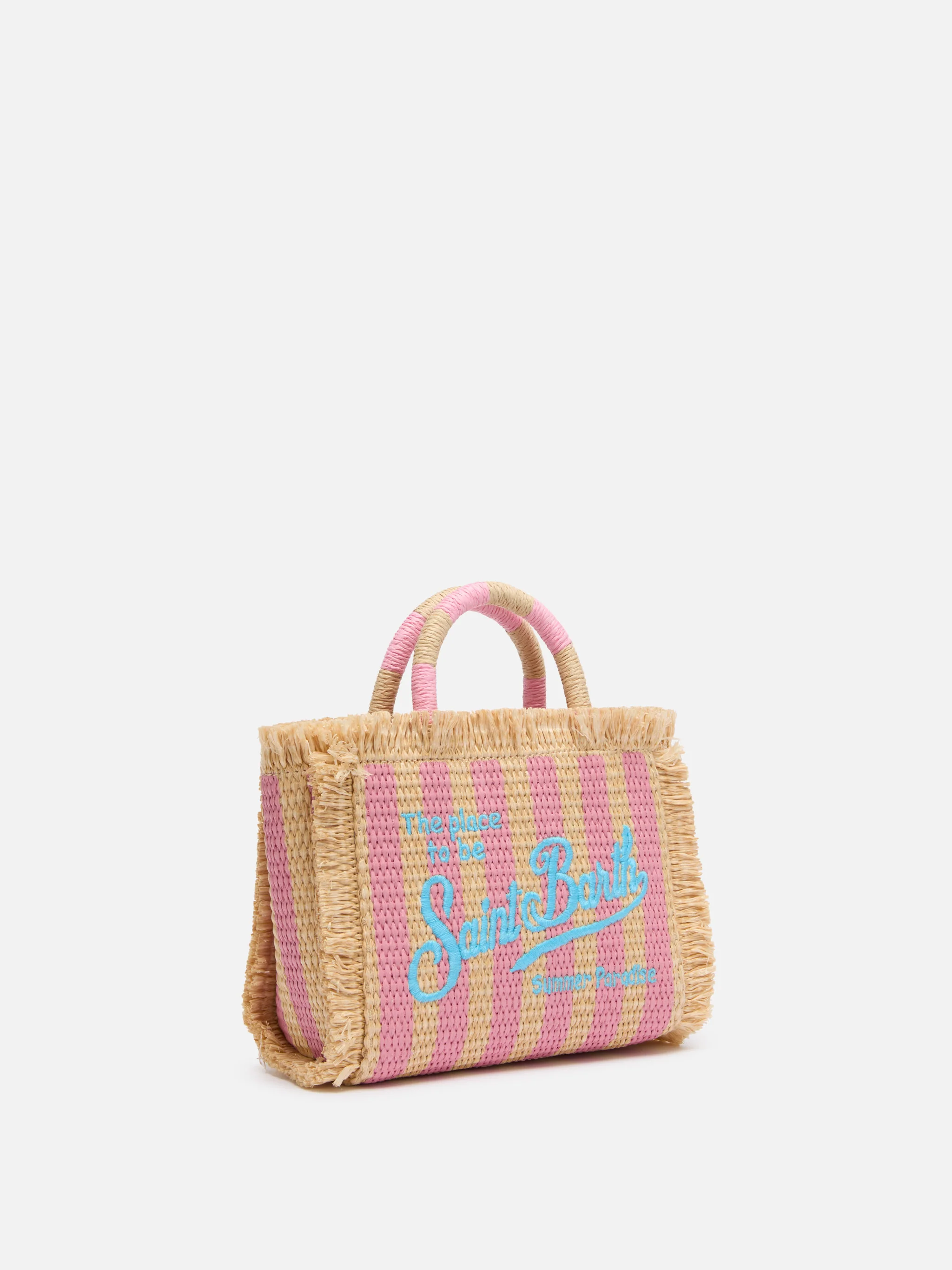 Borsa Mini Vanity effetto paglia con stampa a righe - Image 4