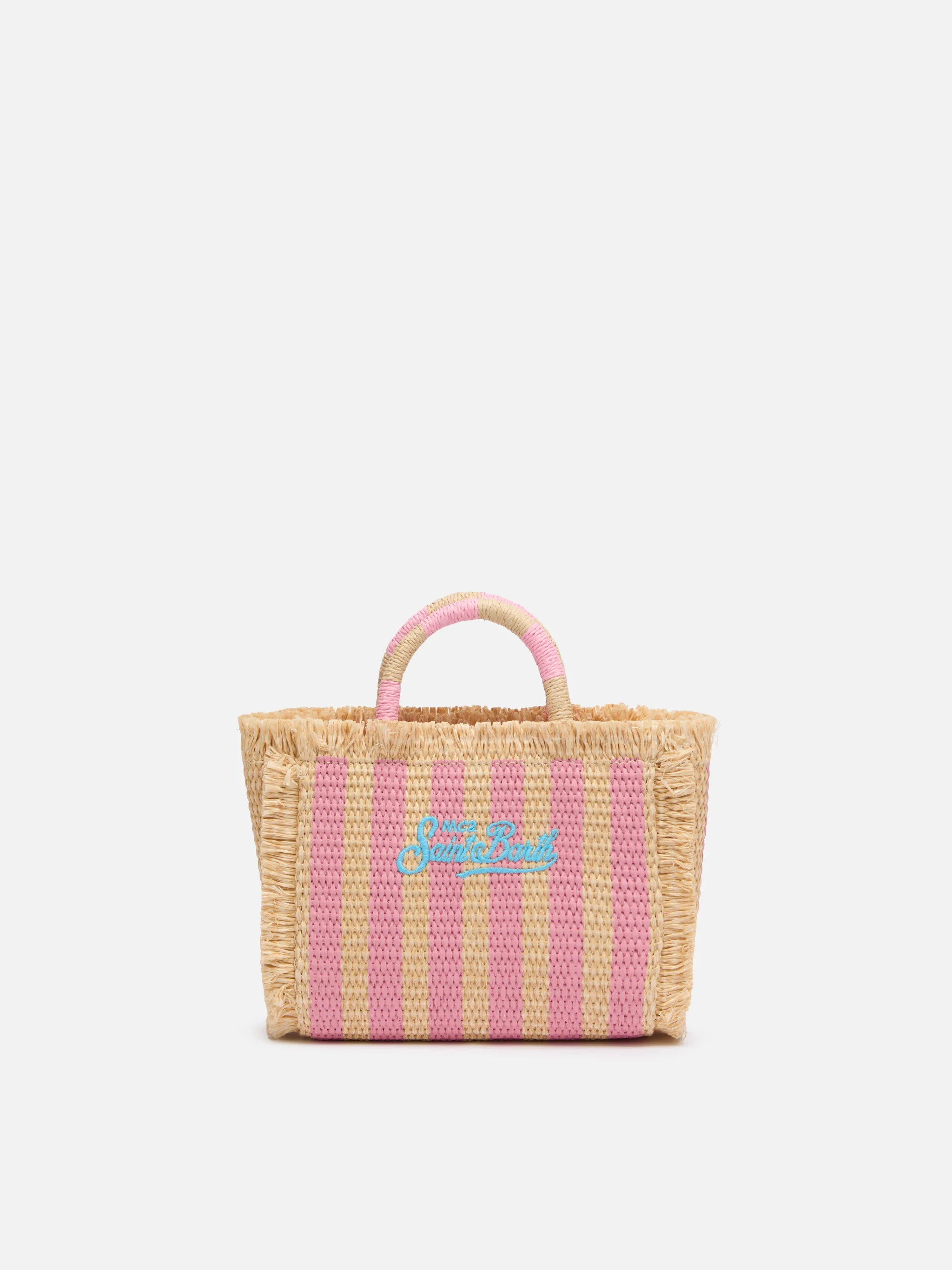 Borsa Mini Vanity effetto paglia con stampa a righe - Image 5
