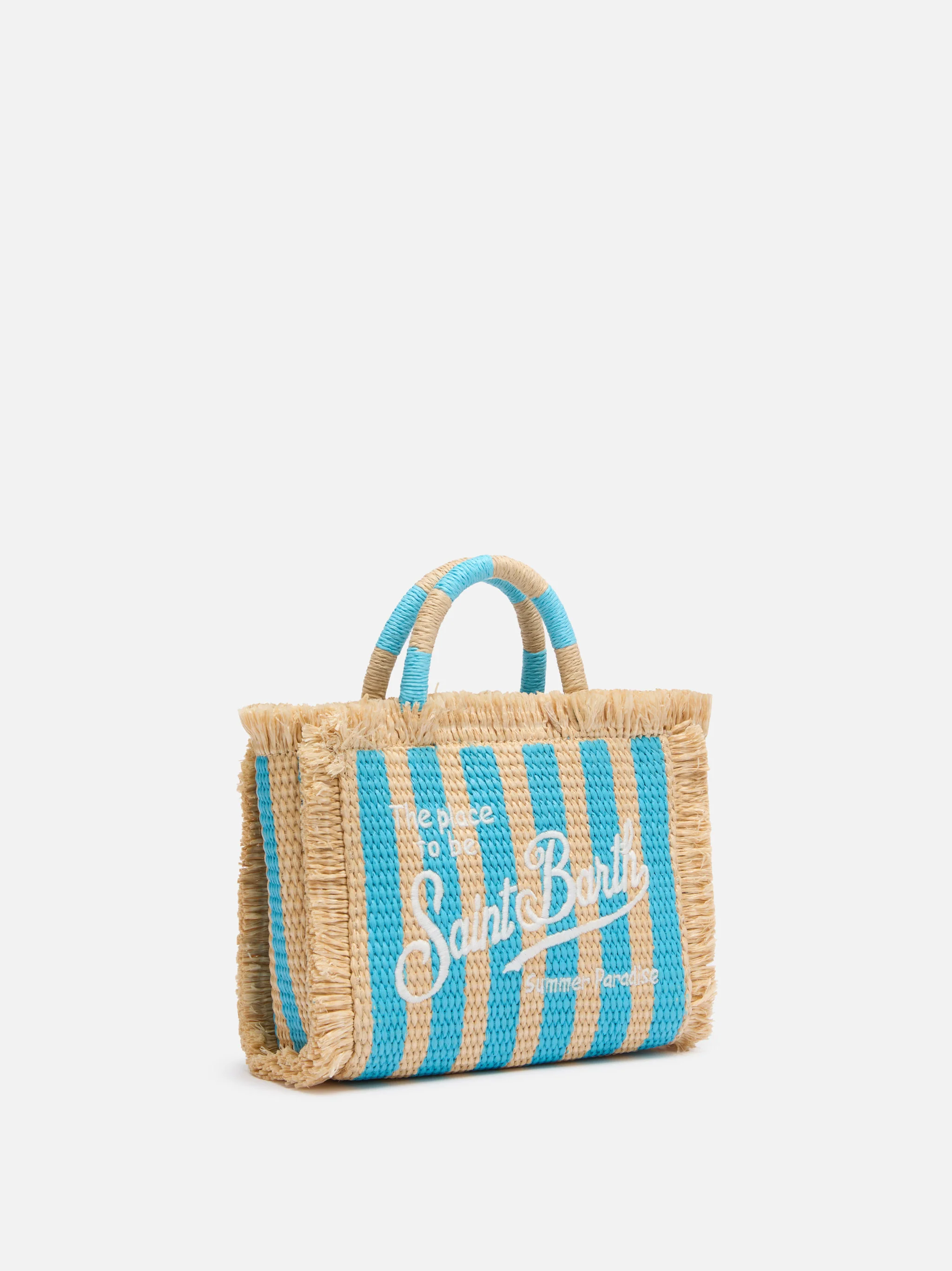 Borsa Mini Vanity effetto paglia con stampa a righe - Image 4