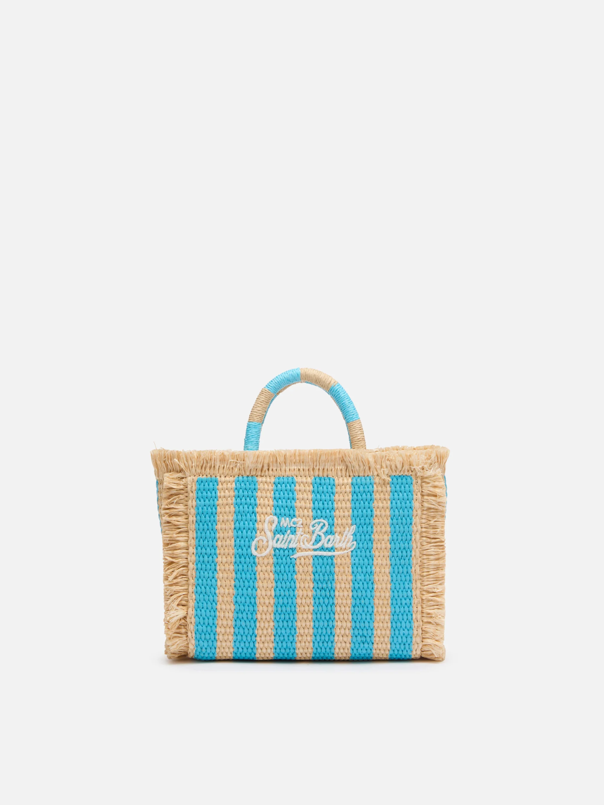Borsa Mini Vanity effetto paglia con stampa a righe - Image 5