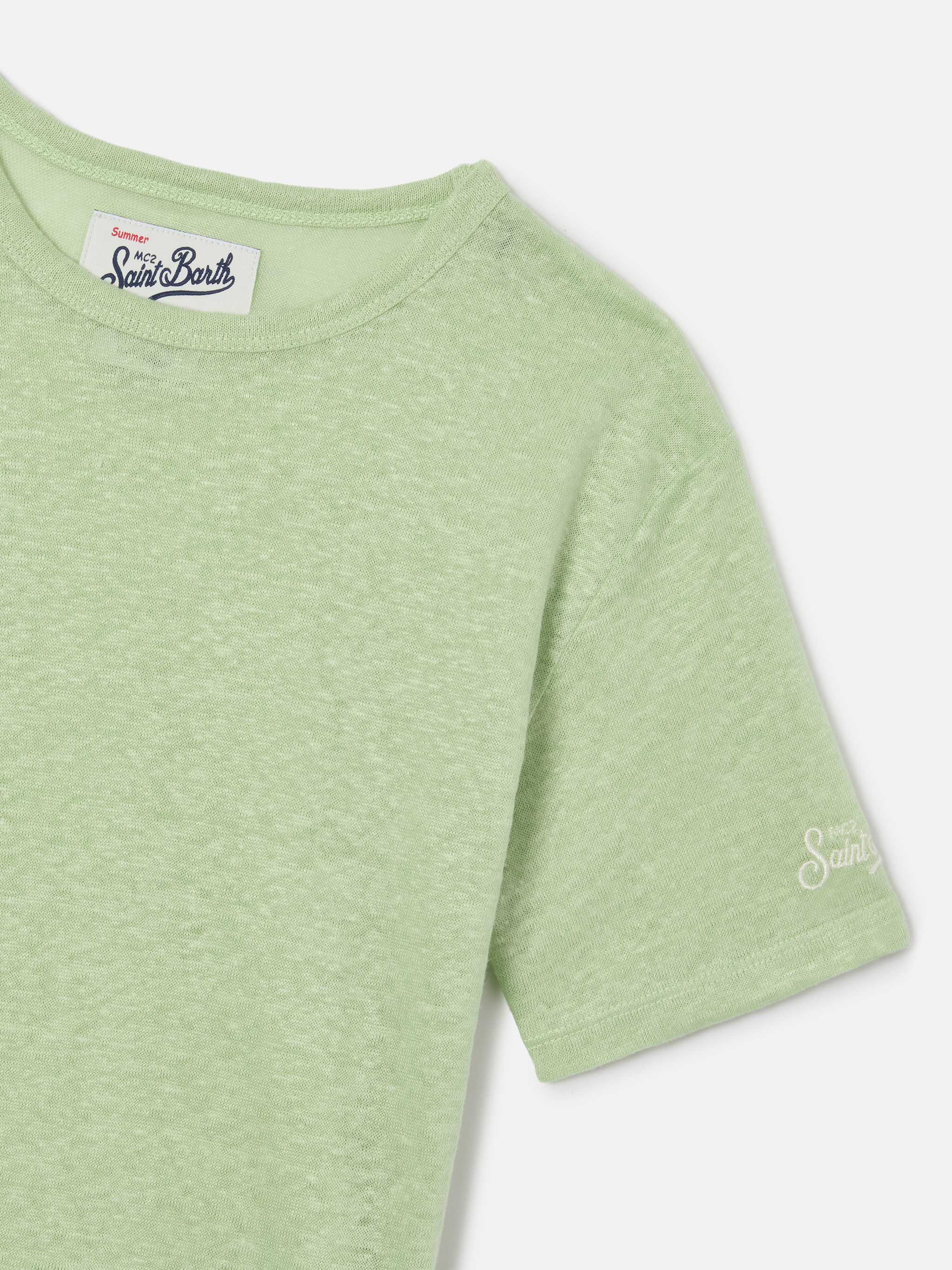T-shirt Alex in puro lino verde menta - Image 2