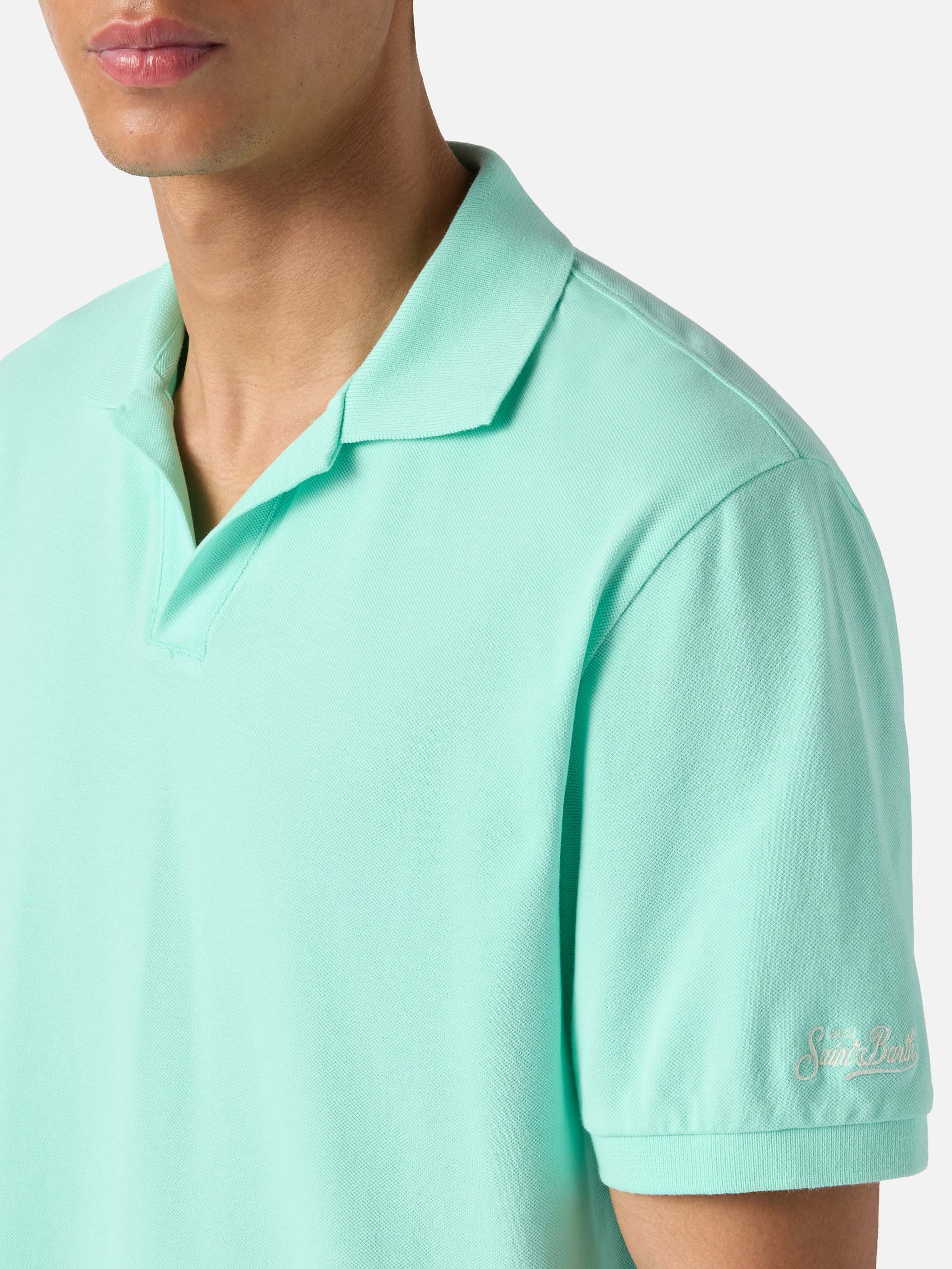 Polo Charles in piquet di cotone verde menta - Image 2