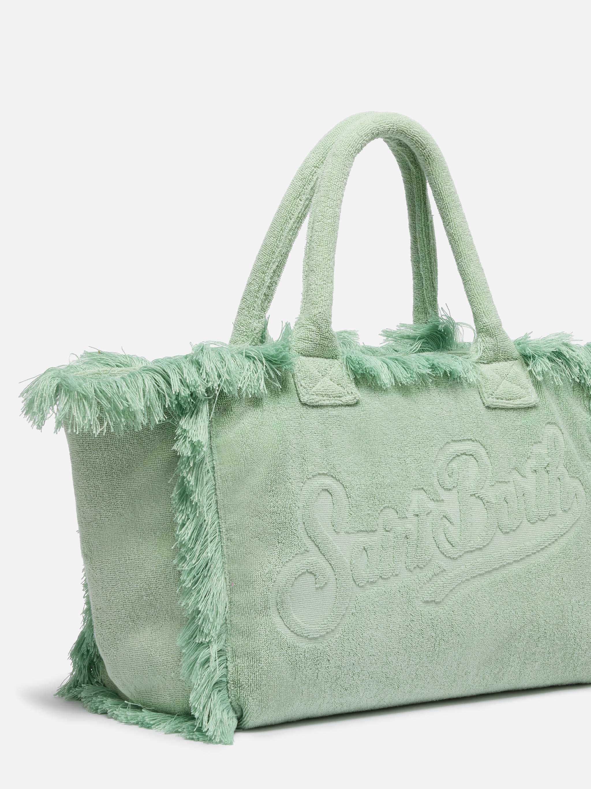 Borsa Vanity regular in tessuto effetto spugna verde menta tinta unita - Image 3