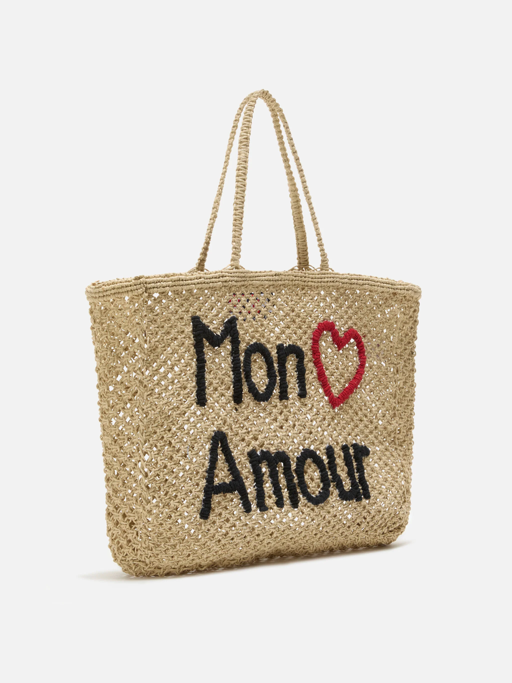 Borsa Mon Amour in juta con ricamo artigianale - Image 3