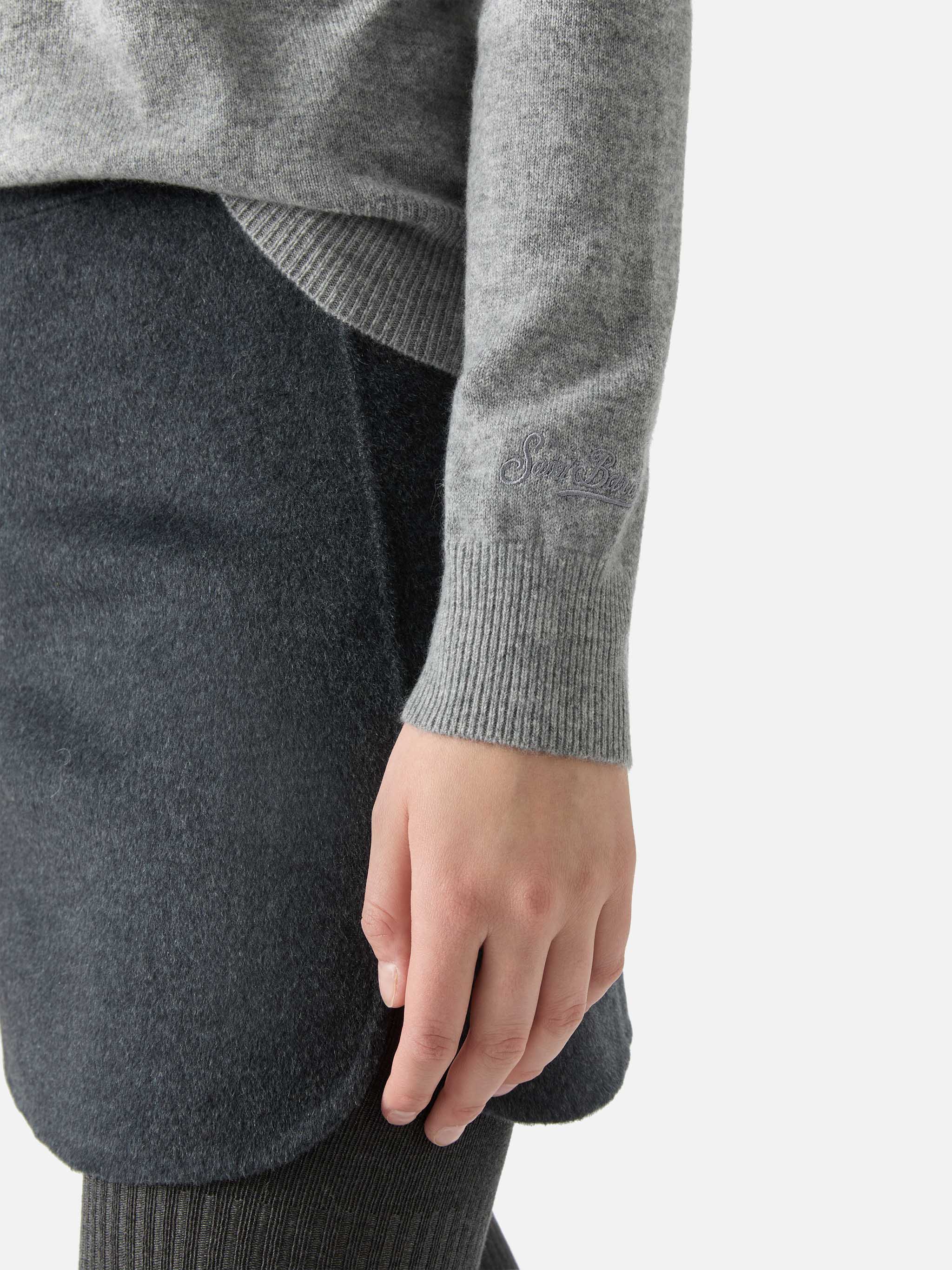 Dolcevita  Moody in cashmere grigio melange con ricamo St. Barth - Image 4