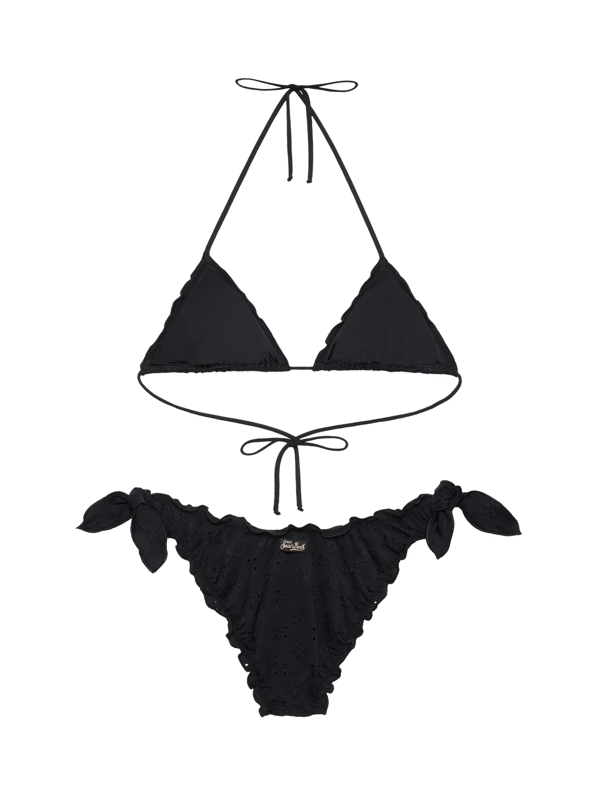 Bikini classico a triangolo Sagittarius Moon in pizzo Sangallo nero - Image 3
