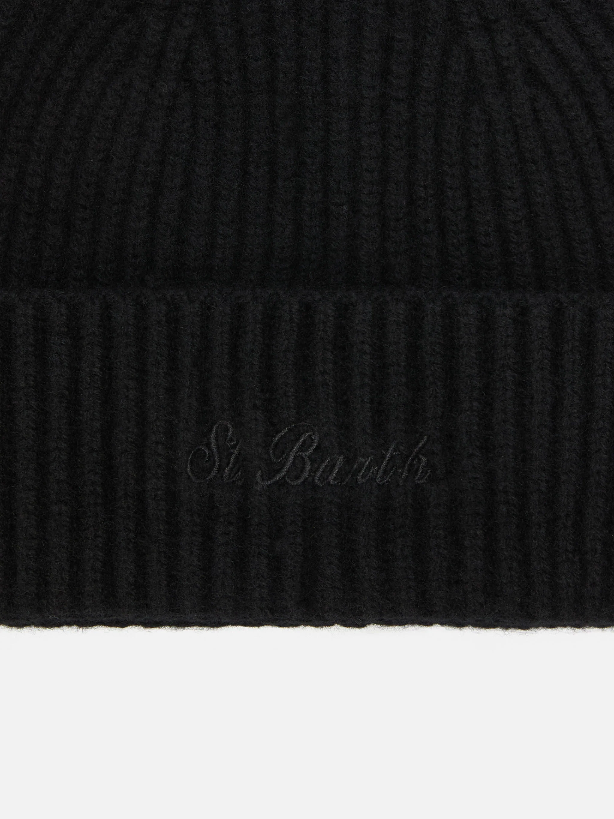 Berretto Moss in 100% LANA nera con ricamo St. Barth - Image 2