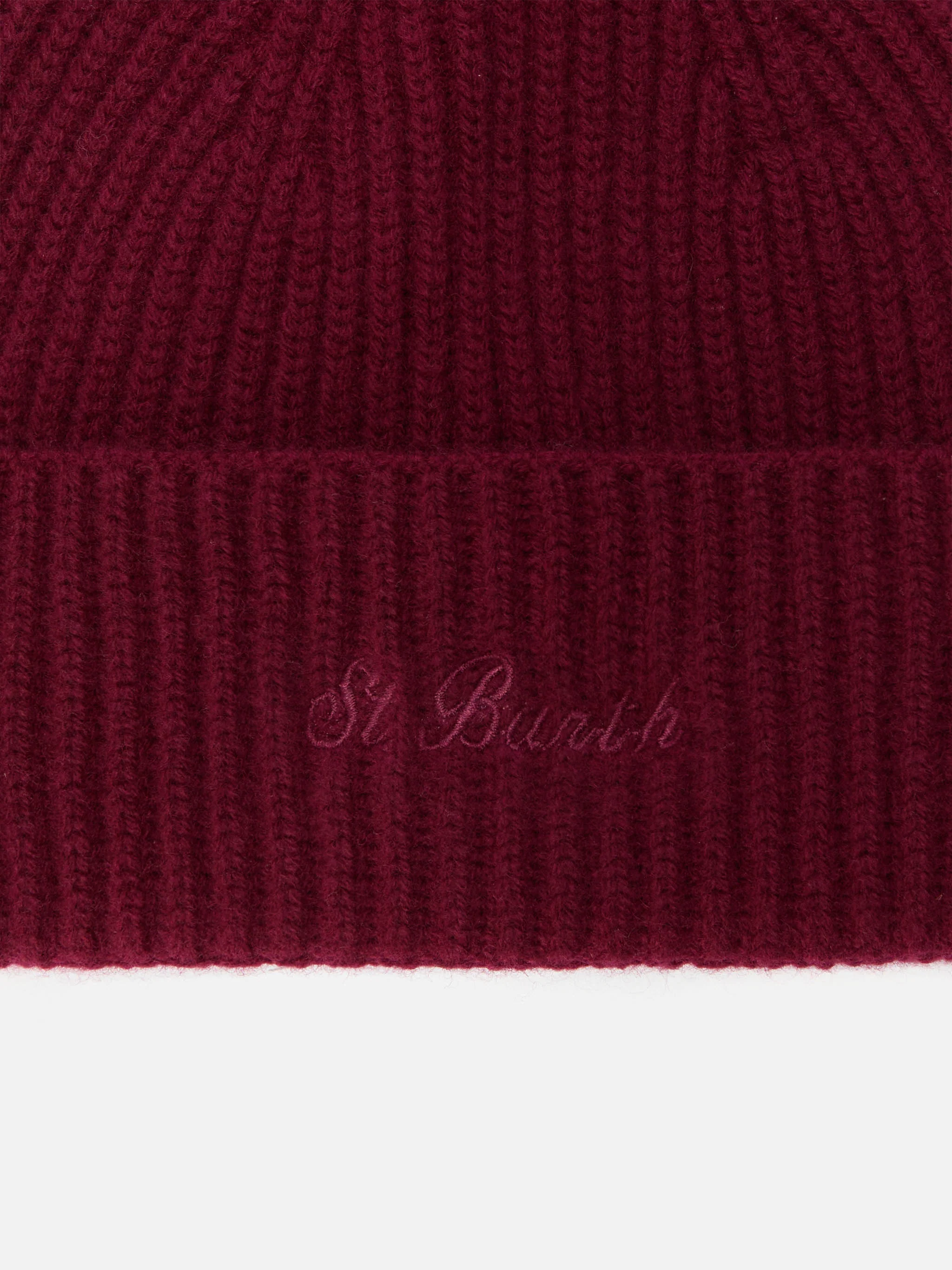 Berretto Moss in 100% LANA bordeaux con ricamo St. Barth - Image 2