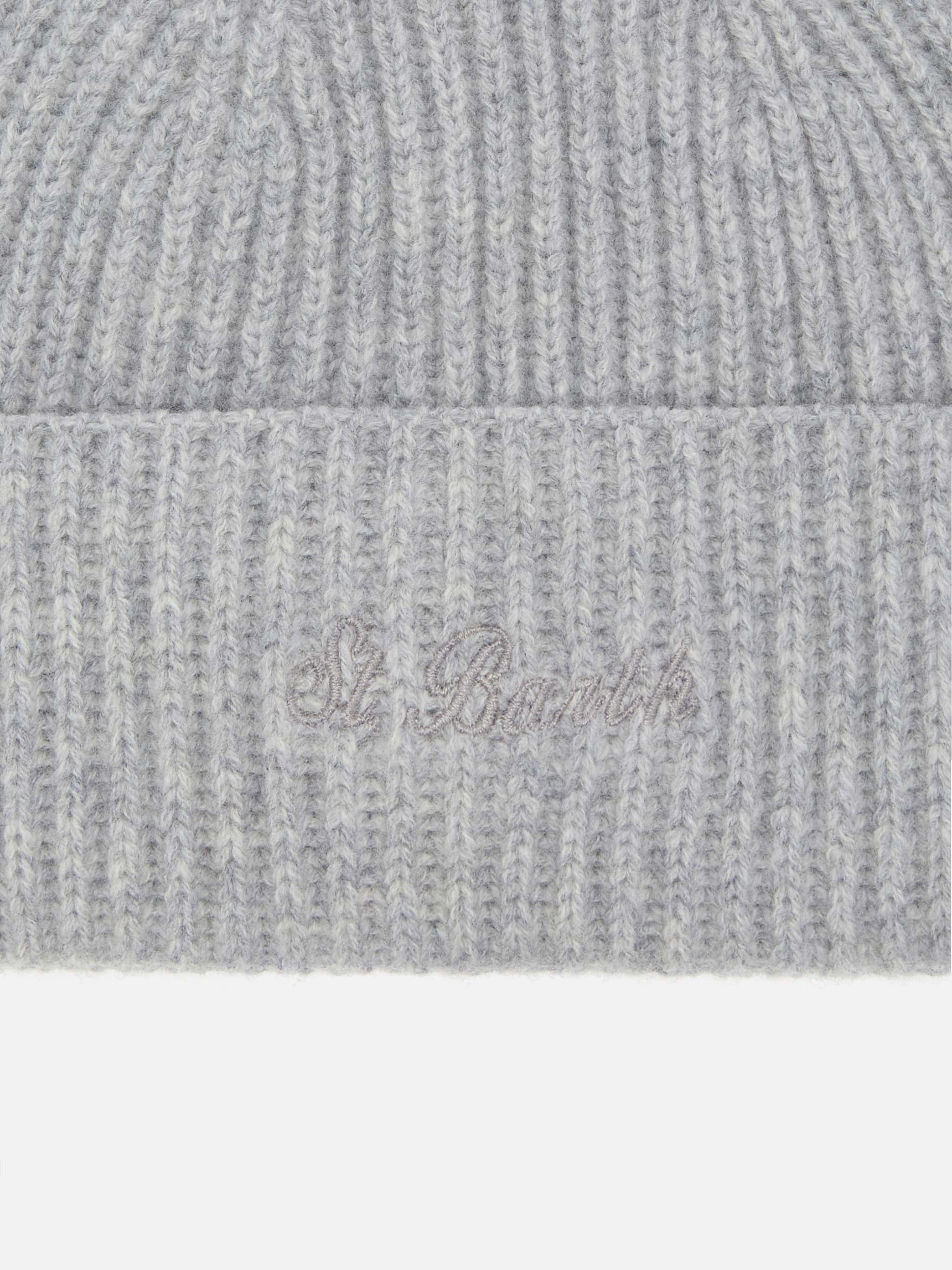 Berretto Moss in 100% lana grigio melange con ricamo St. Barth - Image 2