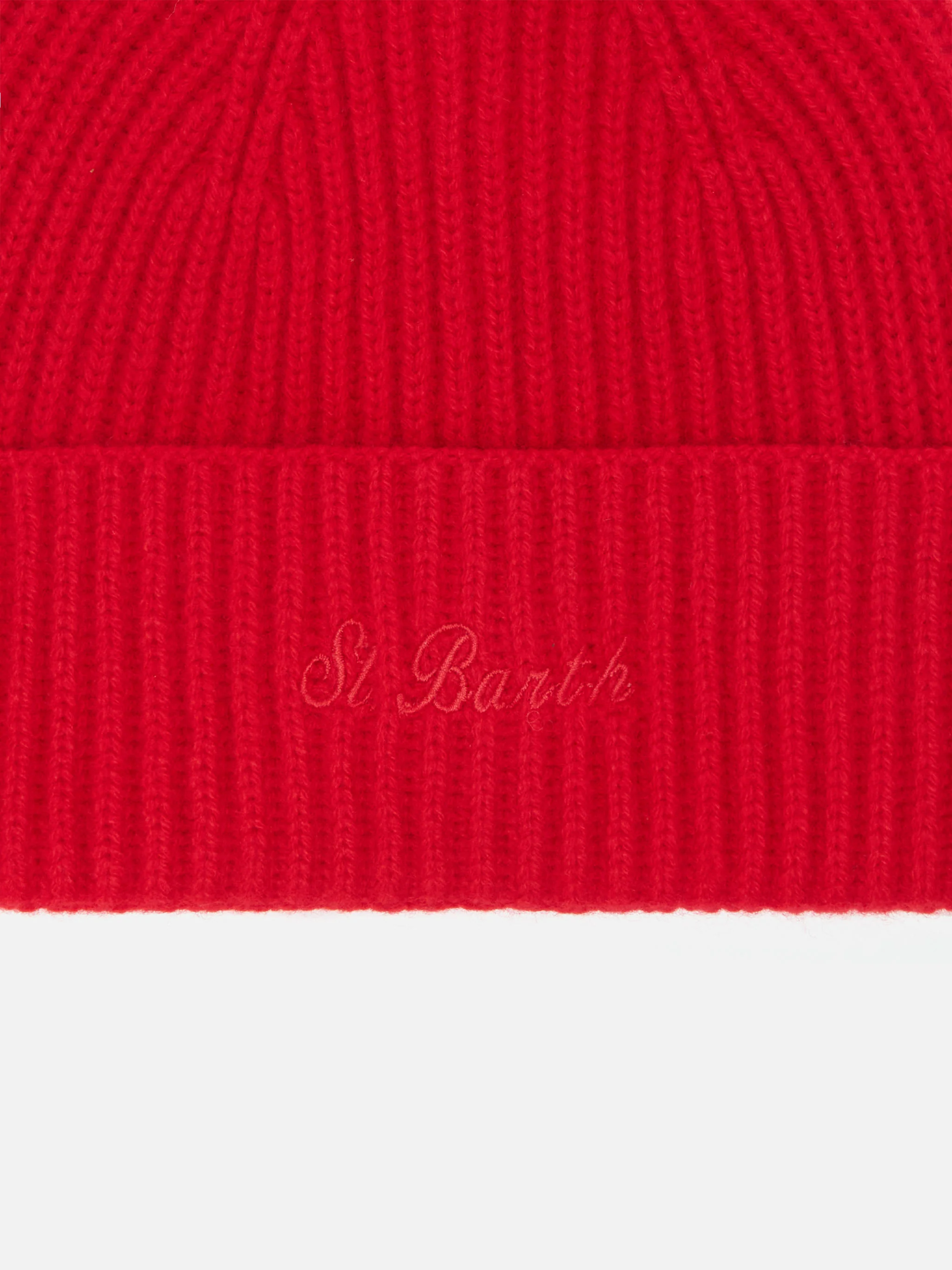 Berretto Moss in 100% LANA rossa con ricamo St. Barth - Image 2