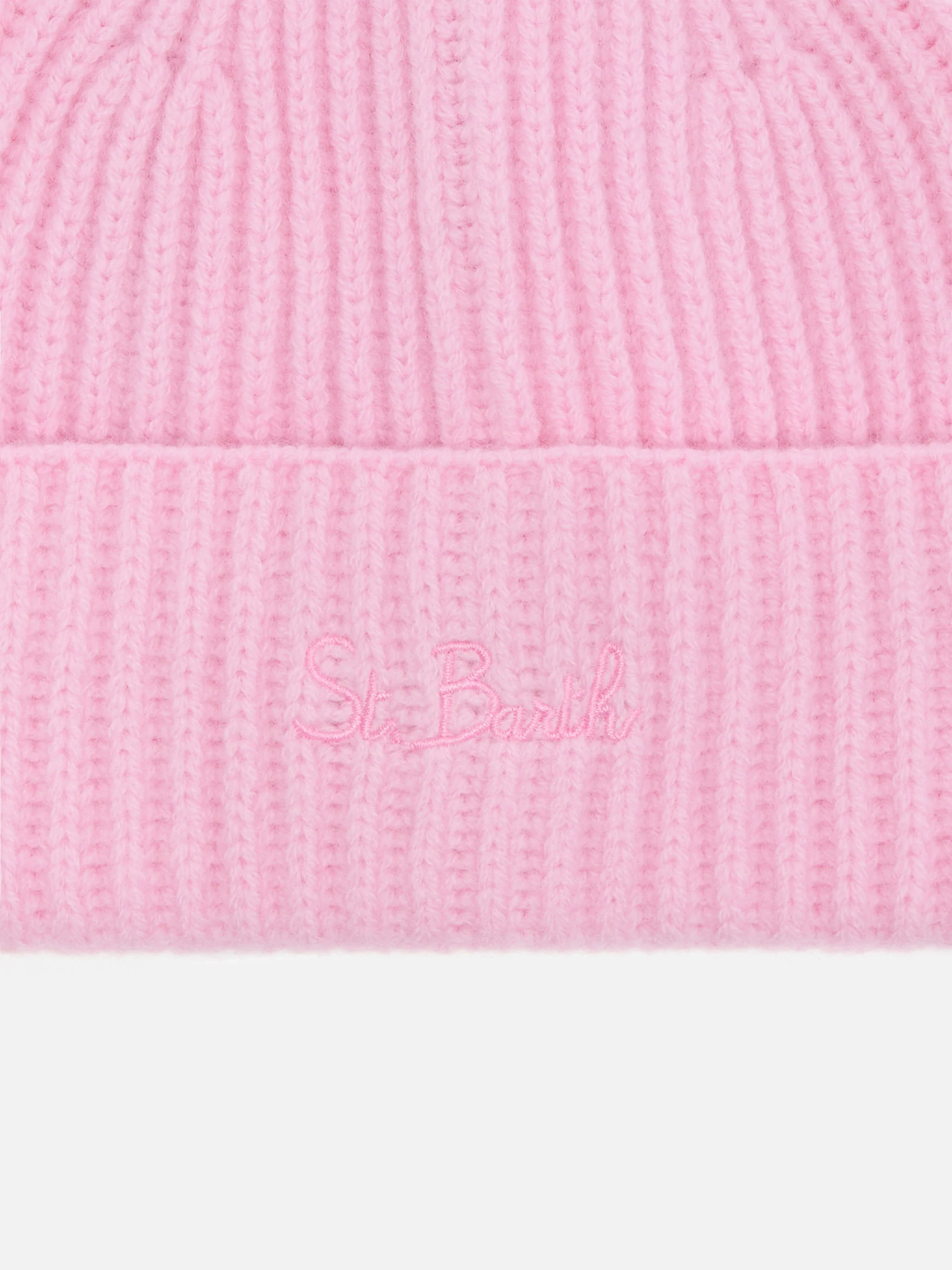 Berretto Moss Jr in 100% LANA rosa con ricamo St. Barth - Image 2