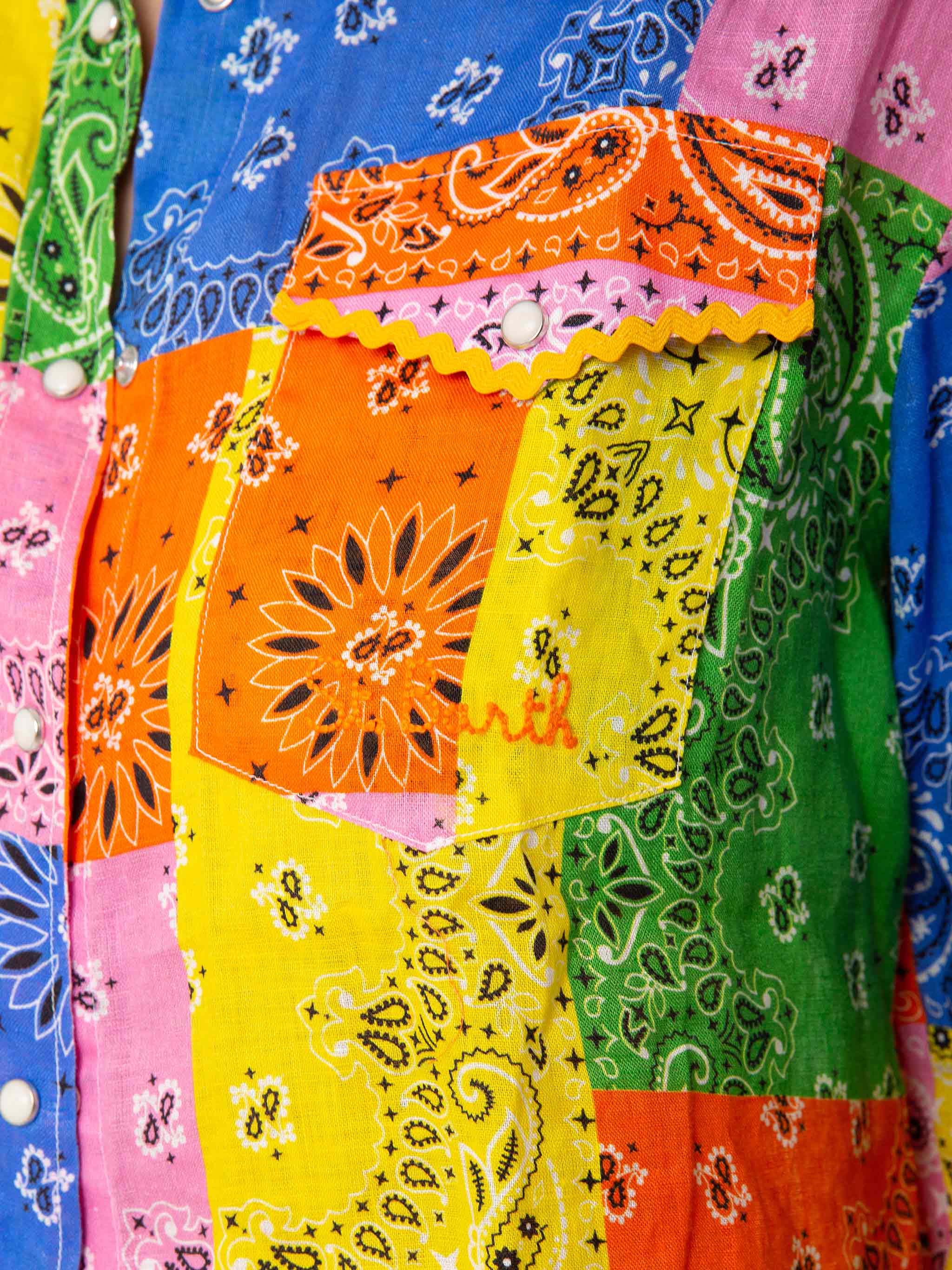Camicia in lino stampa bandana multicolore - Image 3