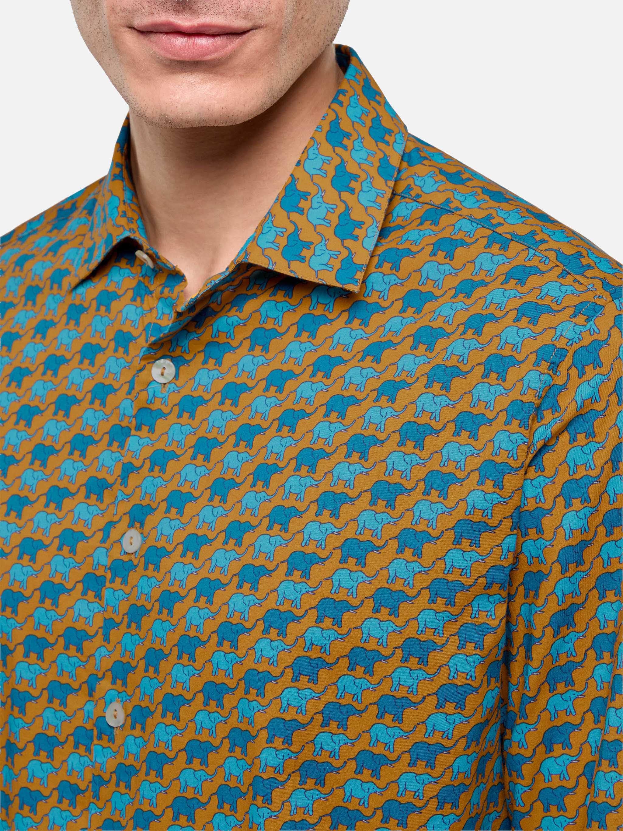 Camicia Sikelia in mussola di cotone con stampa elefantini - Image 2
