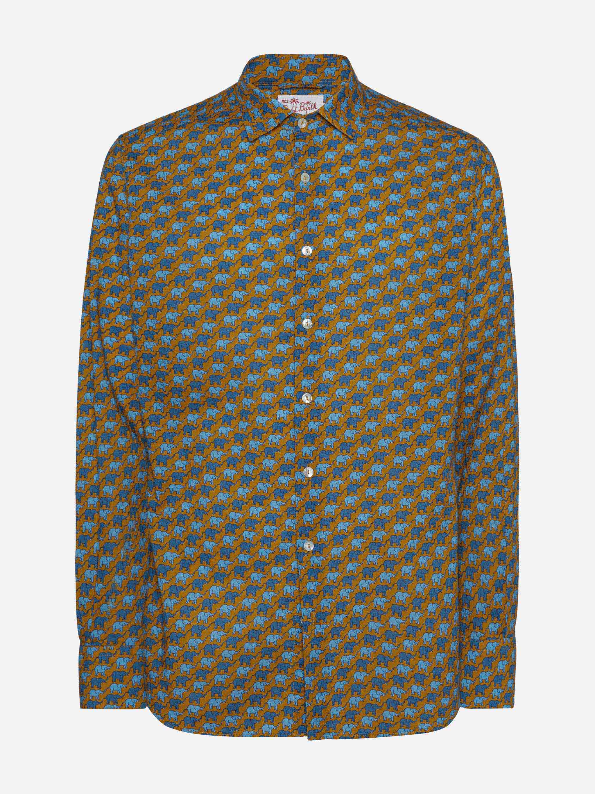 Camicia Sikelia in mussola di cotone con stampa elefantini - Image 4