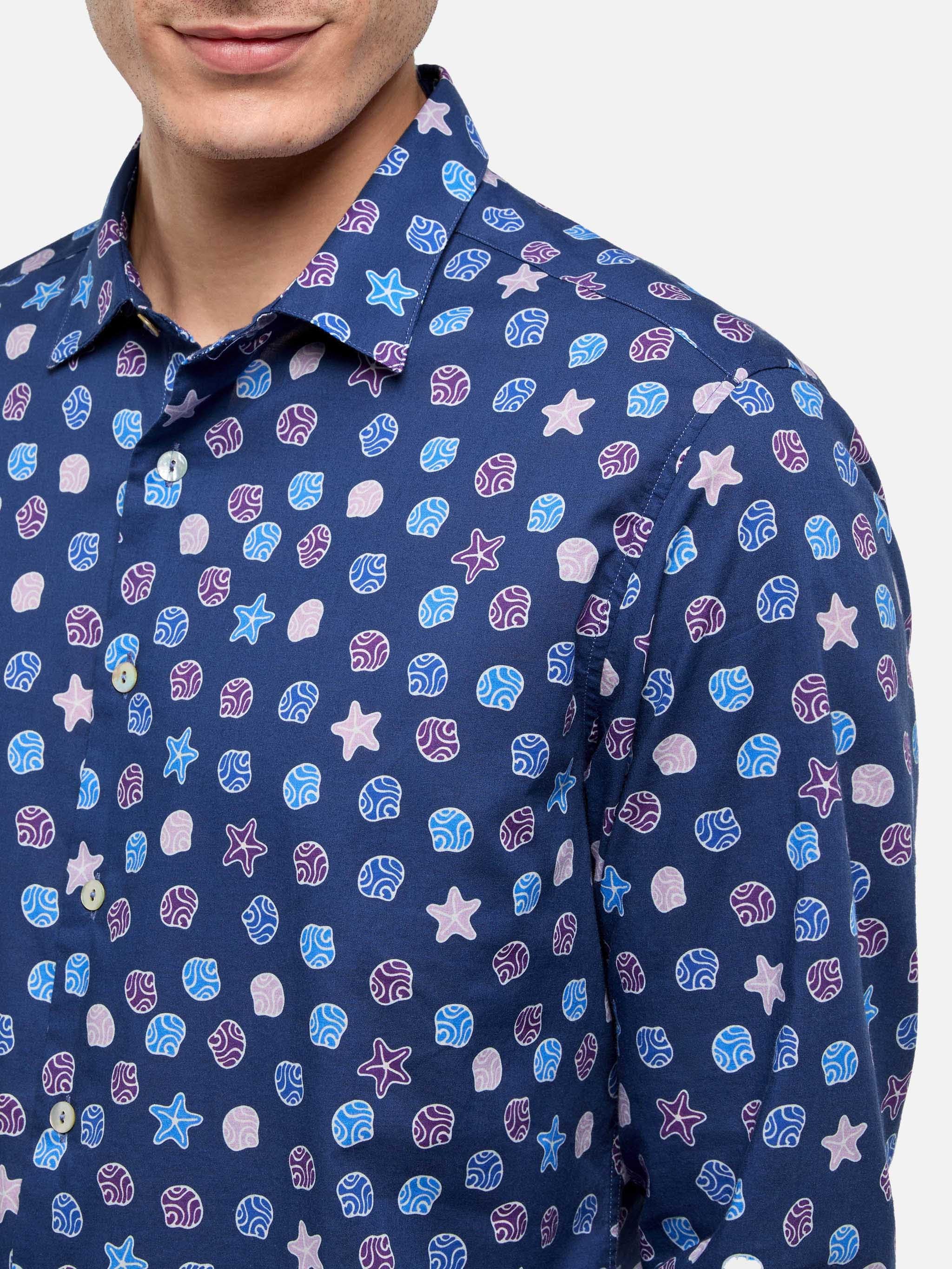 Camicia Sikelia in mussola di cotone con stampa etnica - Image 2