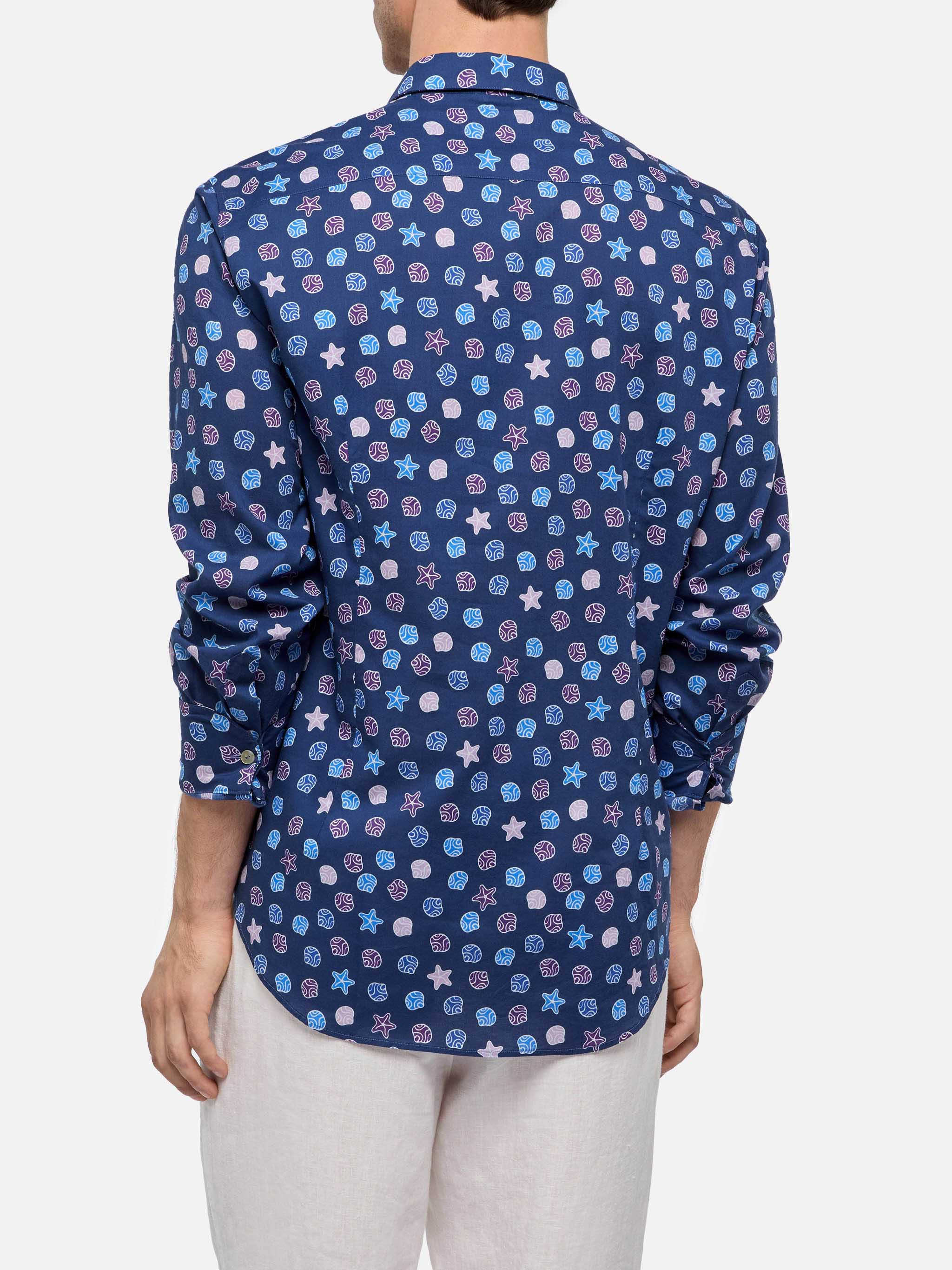 Camicia Sikelia in mussola di cotone con stampa etnica - Image 3