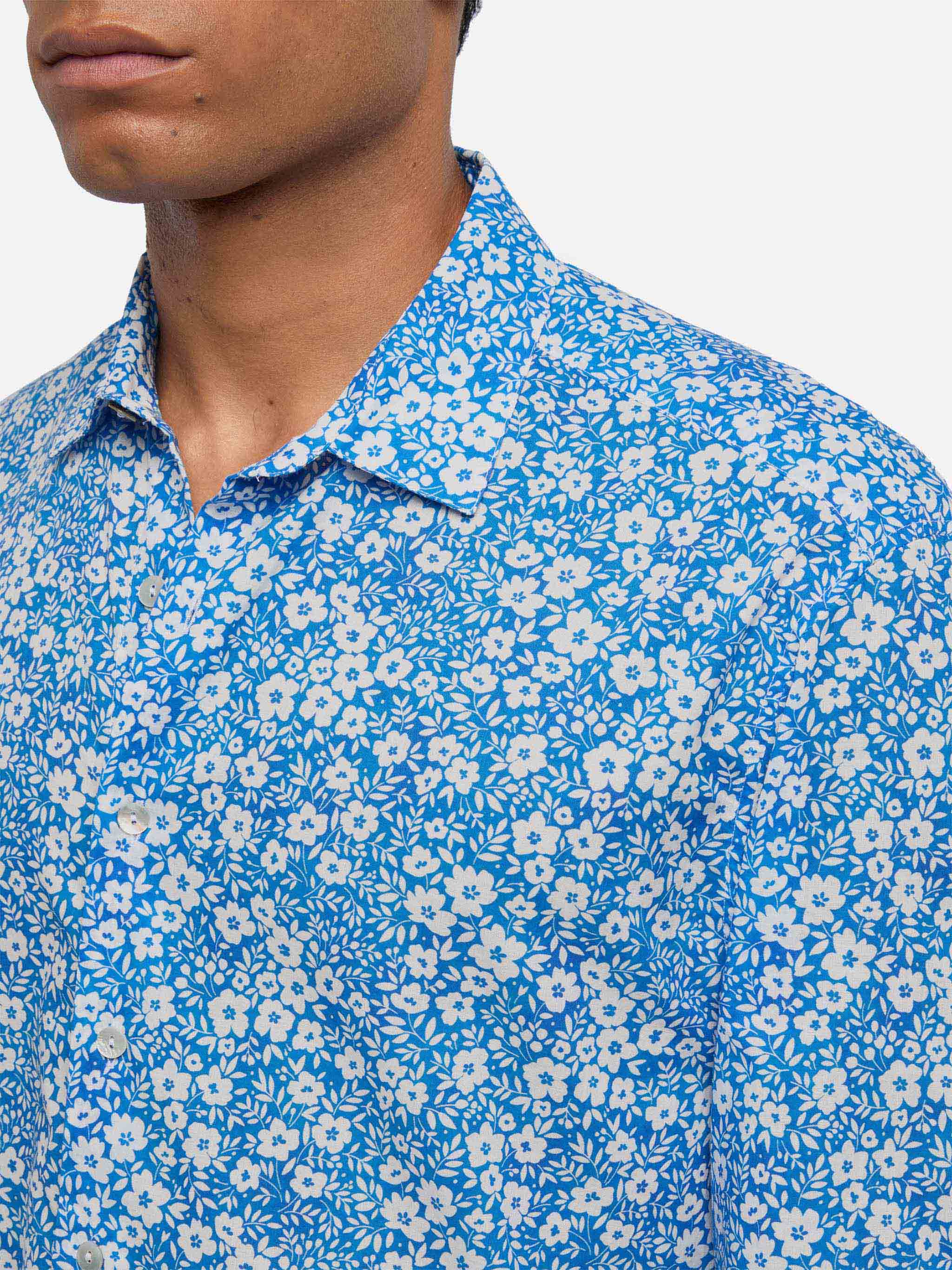 Camicia Sikelia in mussola di cotone con stampa fiori - Image 2