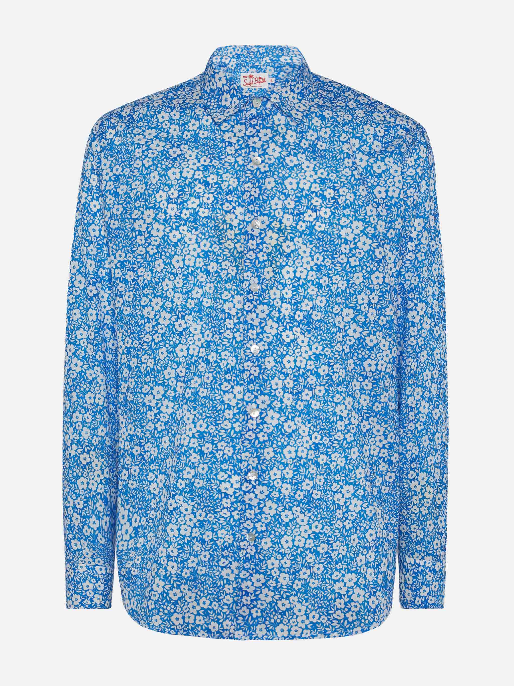 Camicia Sikelia in mussola di cotone con stampa fiori - Image 4