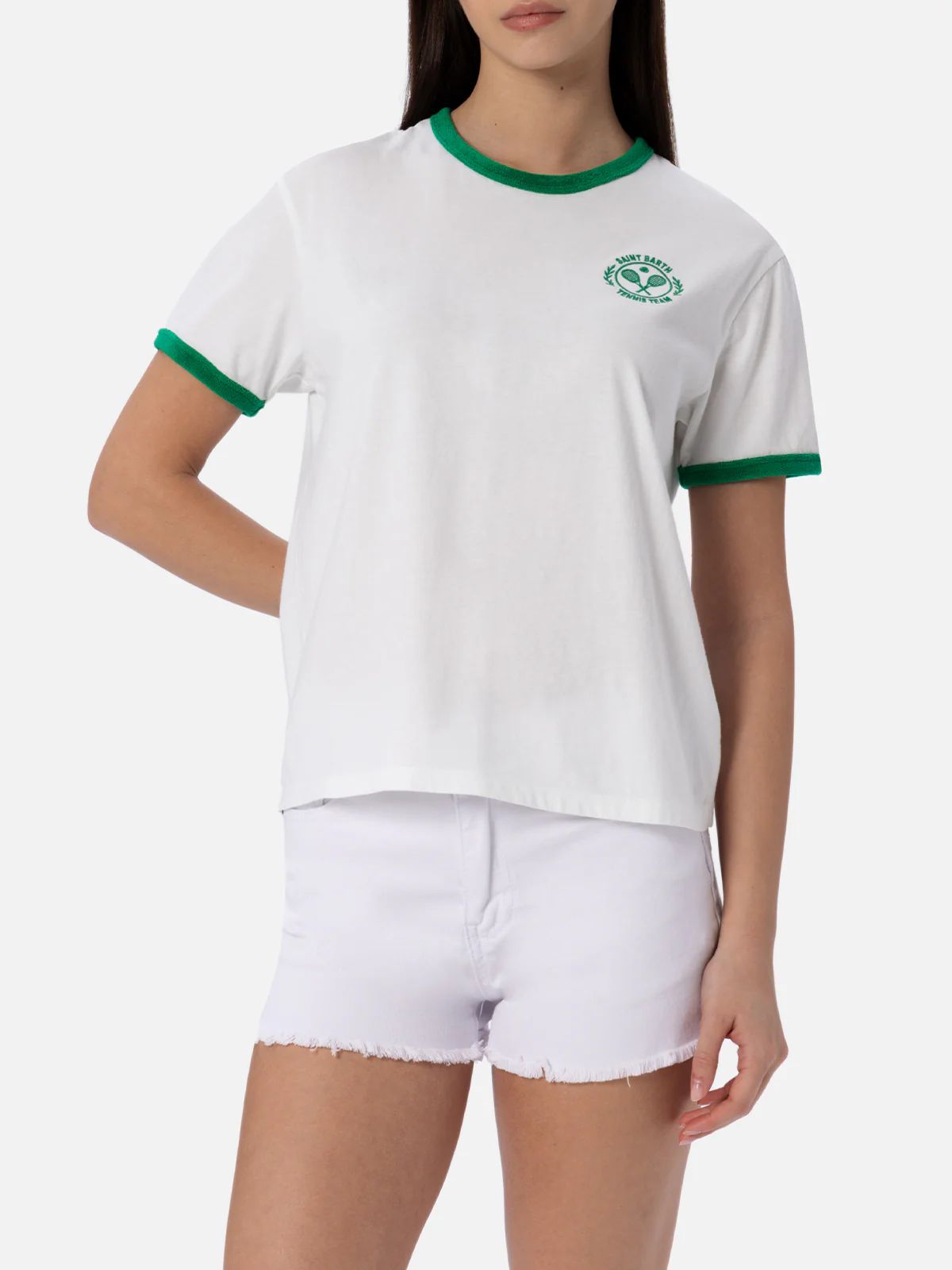 T-shirt Emilie in cotone con dettagli in spugna e ricamo - Image 2