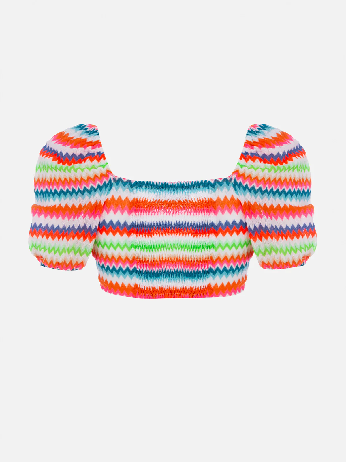 Top crop Delia in raschel con fantasia chevron fluo - Image 5