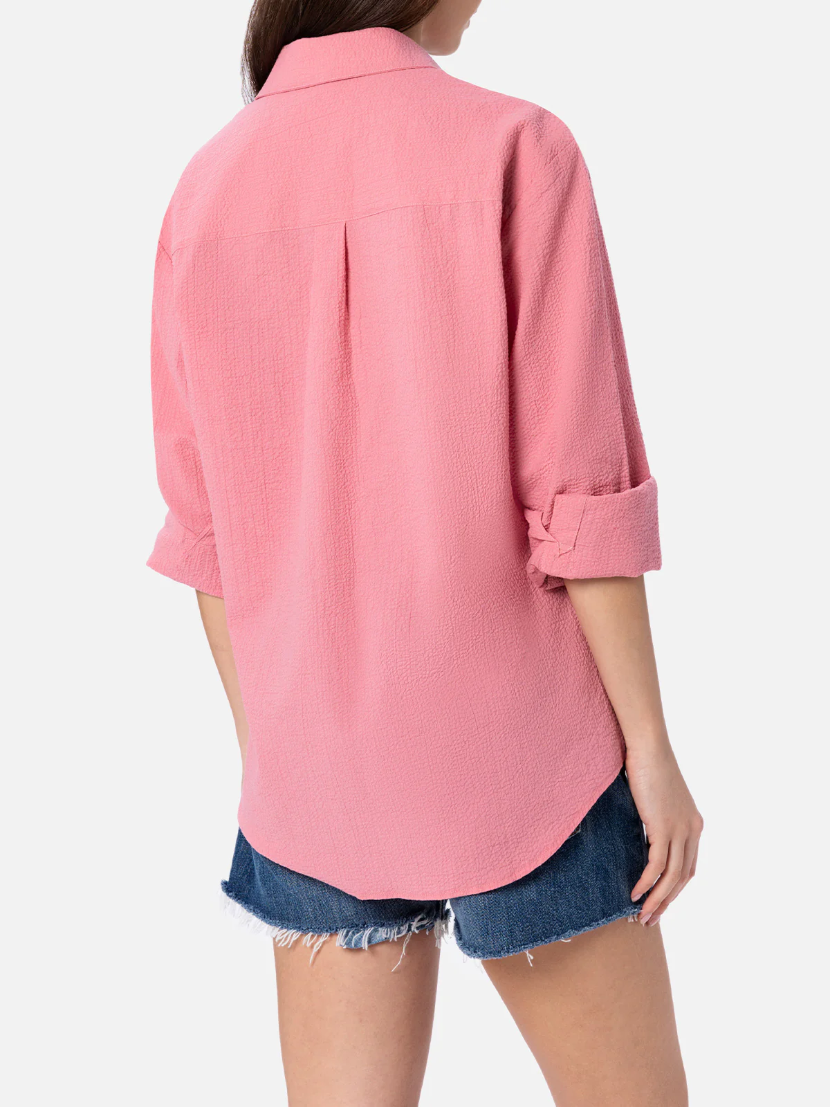Camicia Aisha in seersucker rosa tinta unita - Image 3