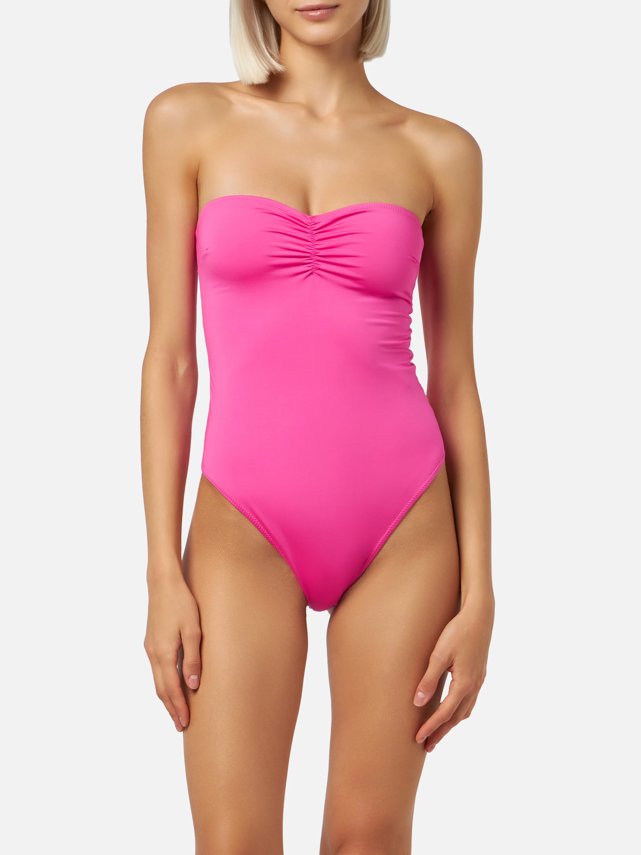 Costume da bagno intero fucsia senza spalline Soleil da donna - Image 2