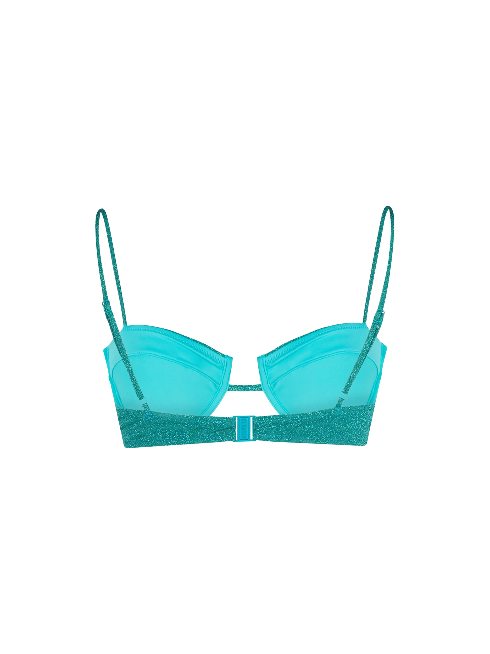Top a bralette con ferretto Salina in lurex verde petrolio - Image 2