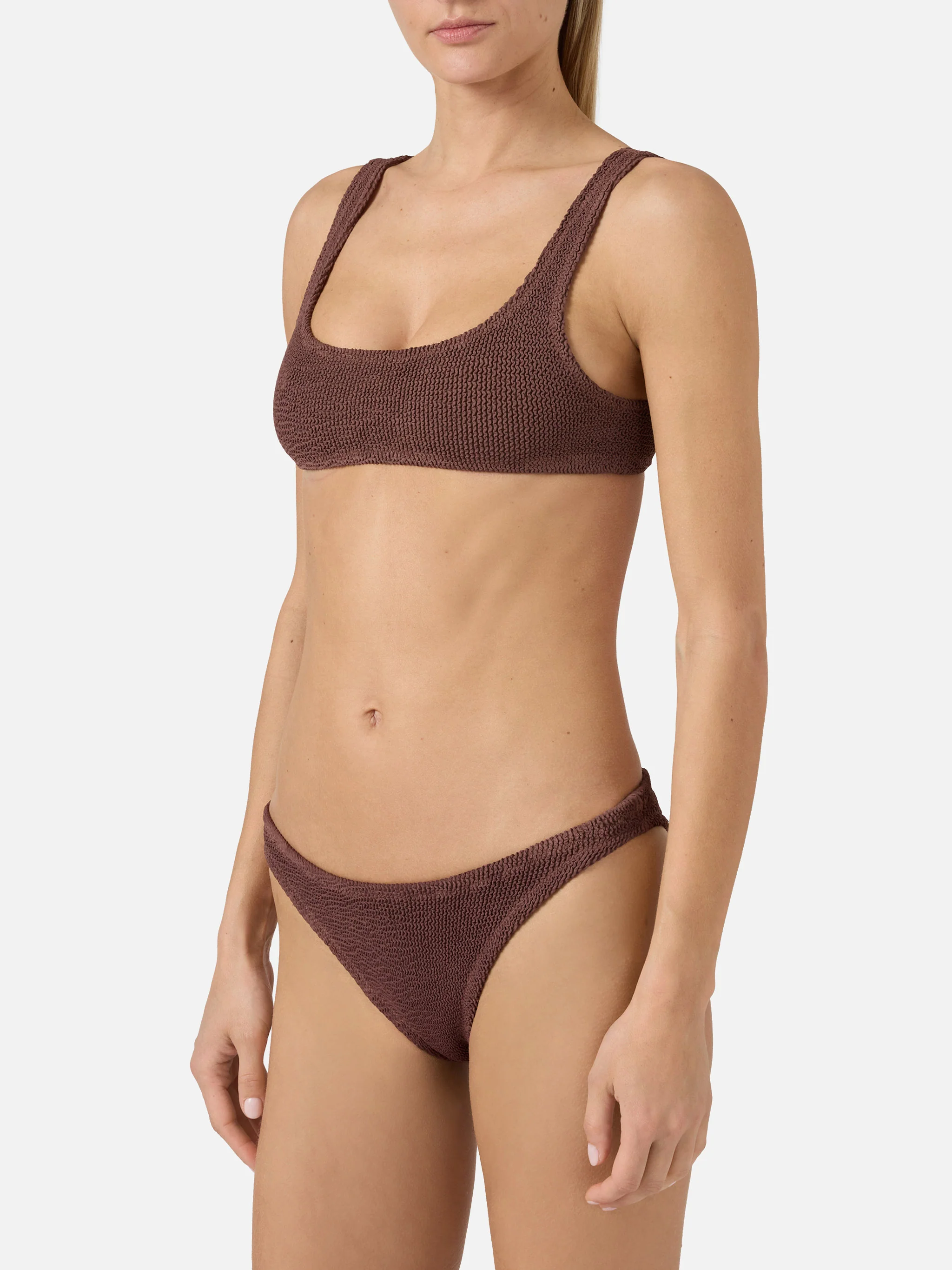 Bikini a bralette Naima Elise in crinkle marrone - Image 2