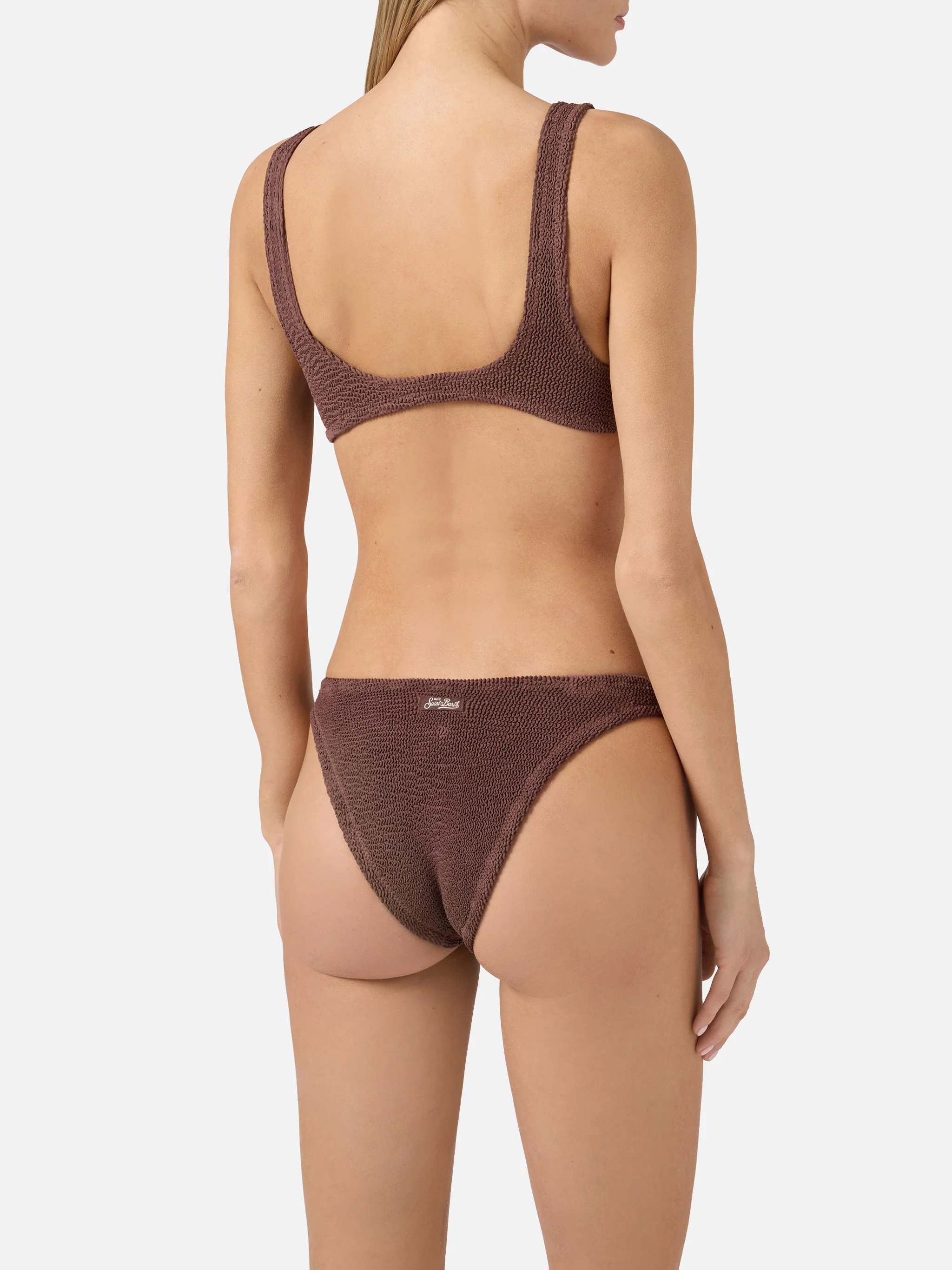 Bikini a bralette Naima Elise in crinkle marrone - Image 4