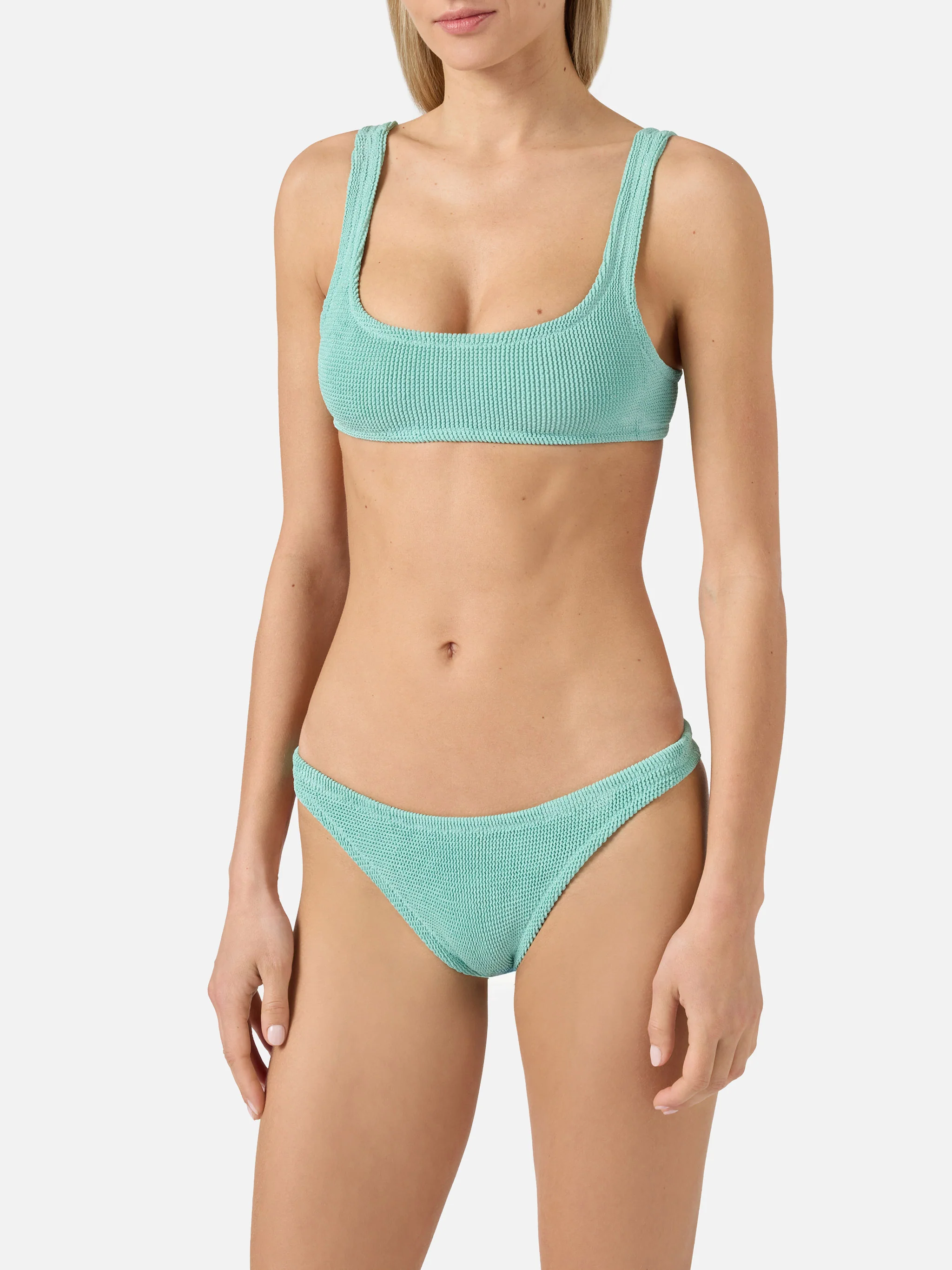 Bikini Naima Naomi in tessuto crinkle lurex verde acqua - Image 2