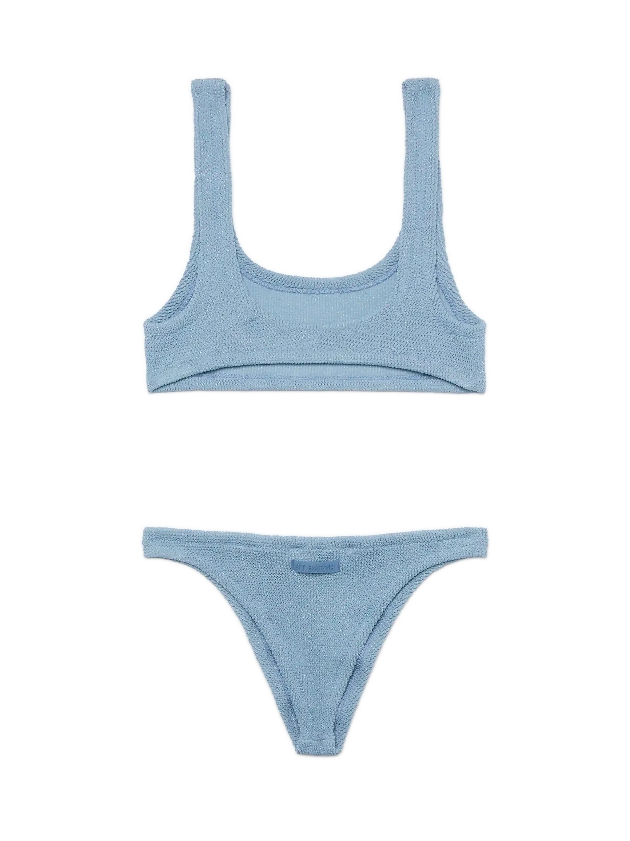 Bikini a bralette Naima Naomi in crinkle lurex blu avio - Image 3