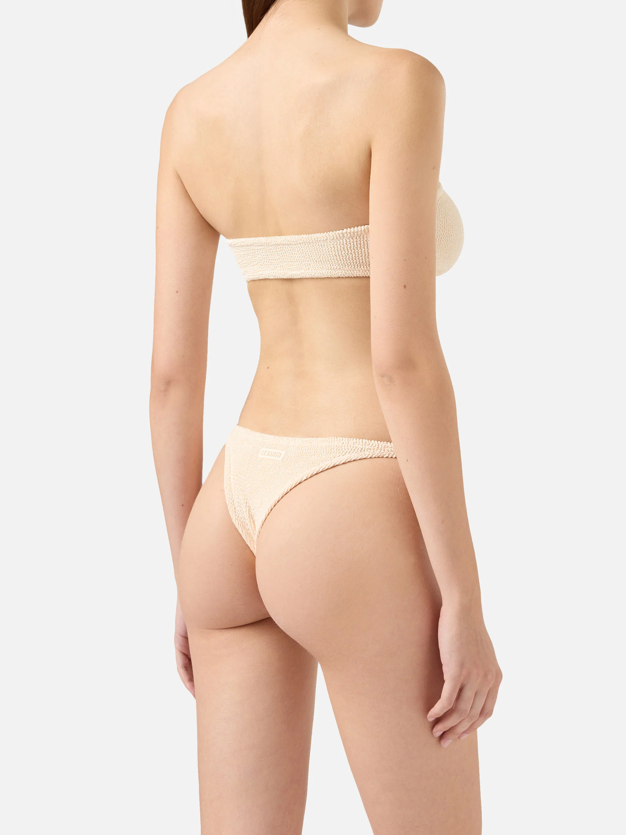 Bikini Yulia Naomi a fascia in tessuto crinkle beige - Image 4