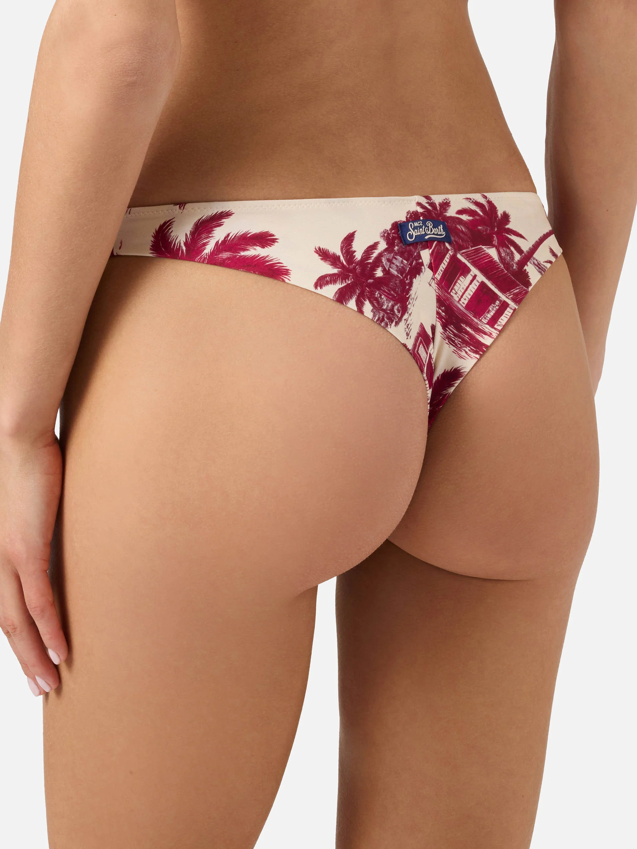 Slip mare Naomi modello brasiliana con stampa toile de jouy bordeaux - Image 2