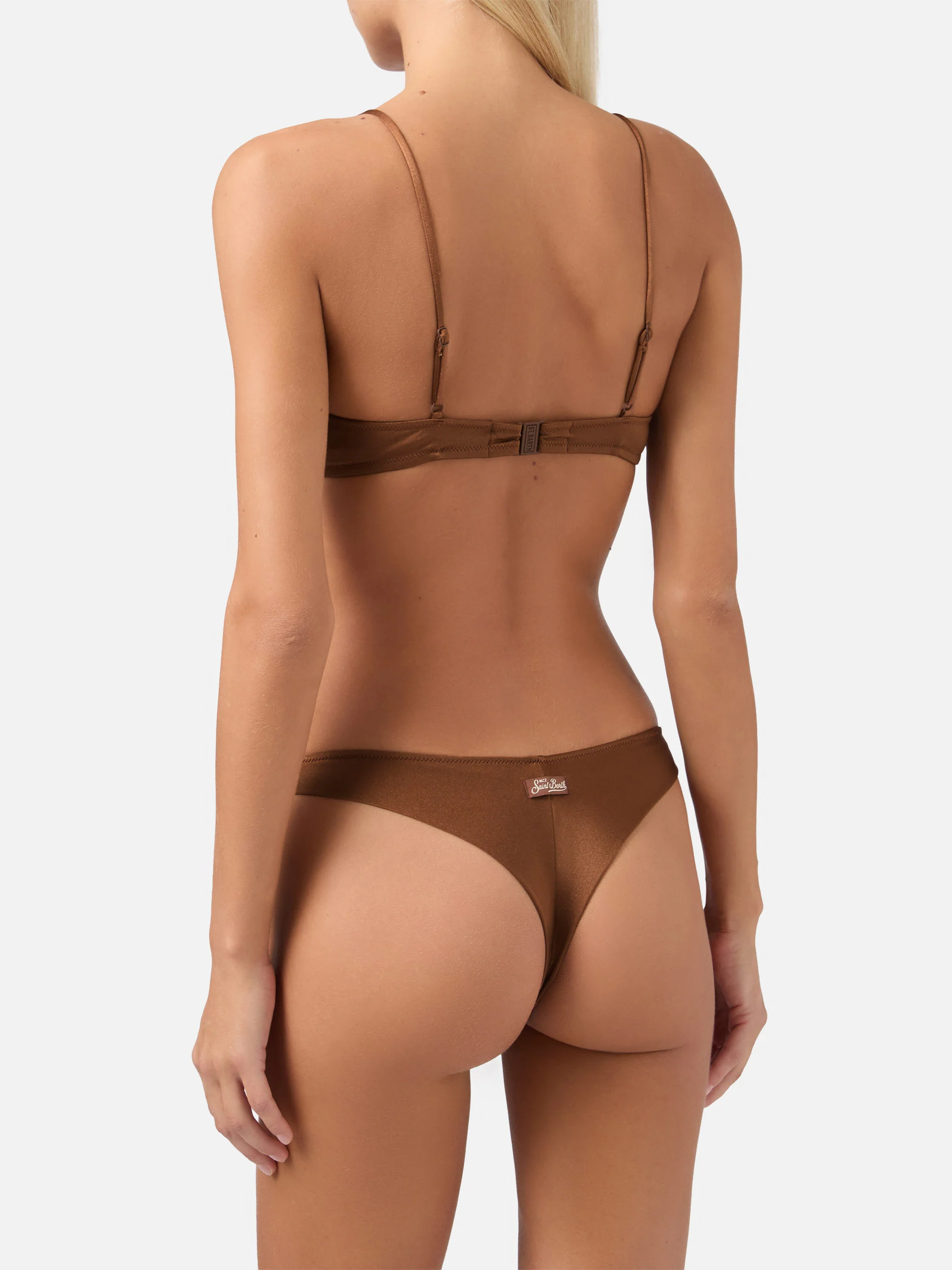 Bikini bralette scollata Paloma Naomi color marrone con applicazioni di strass - Image 4