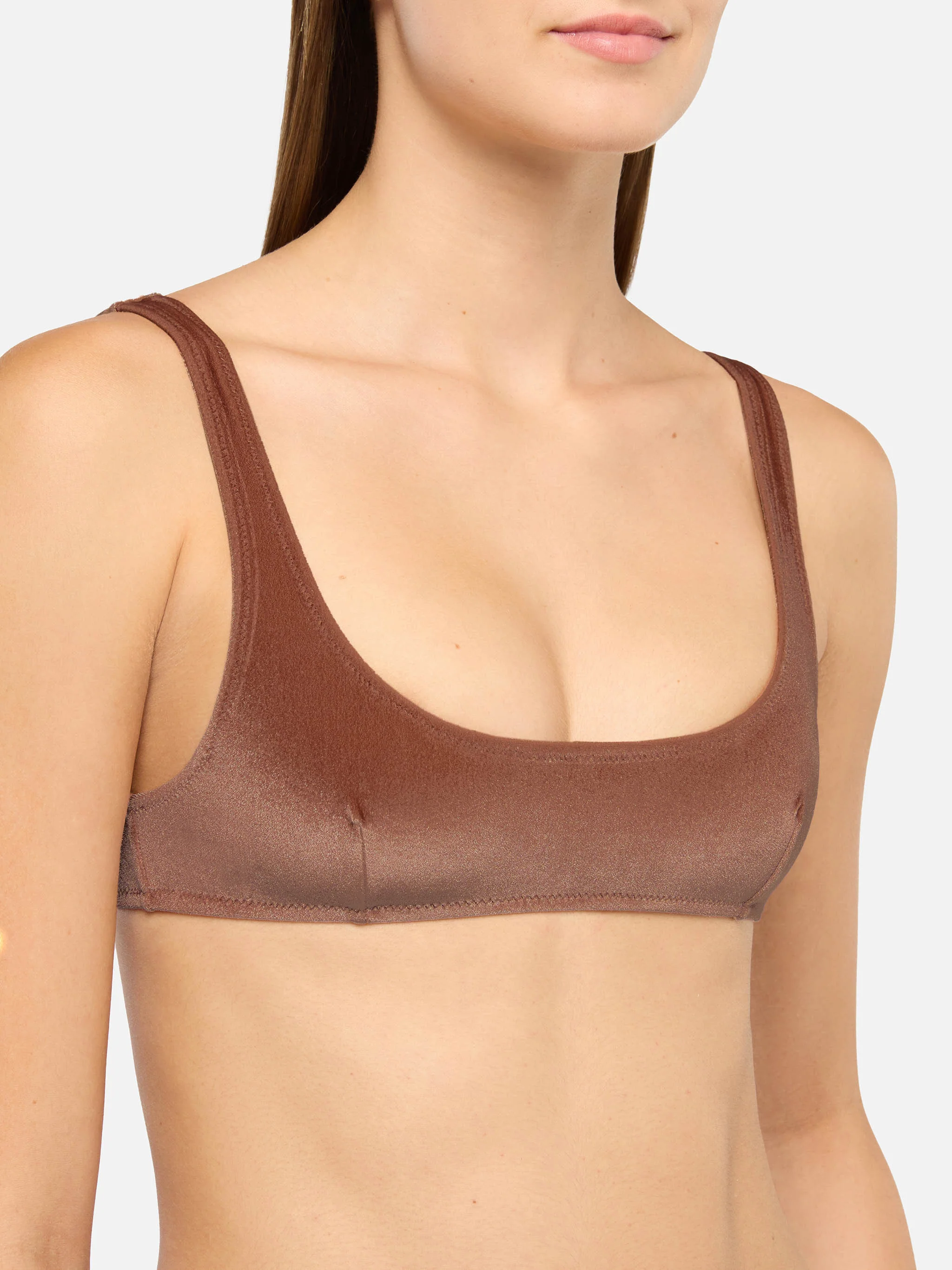 Bikini a bralette Naima Naomi in velluto marrone cammello - Image 3