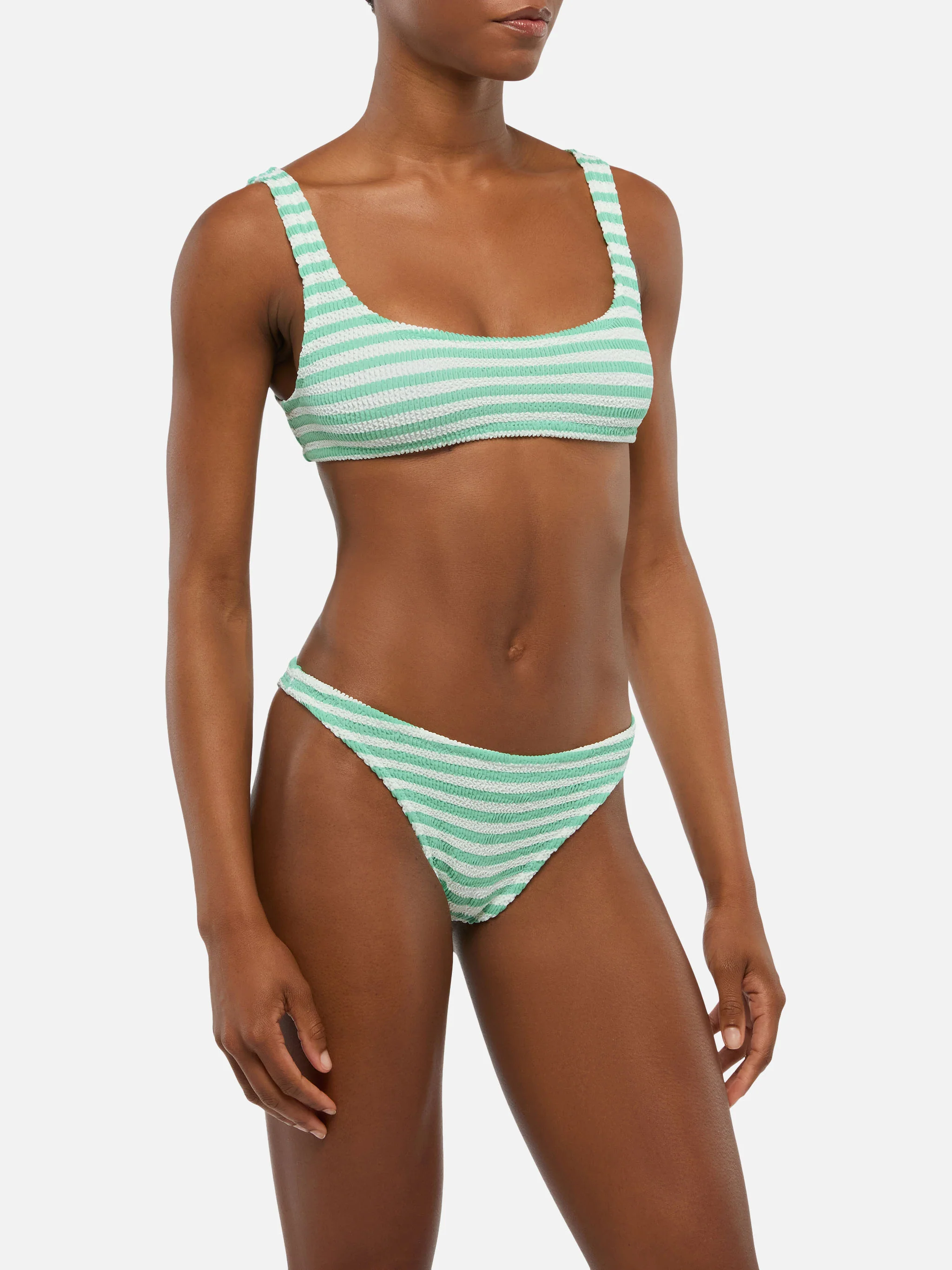 Bikini a bralette Naima Naomi in crinkle con stampa a righe - Image 2