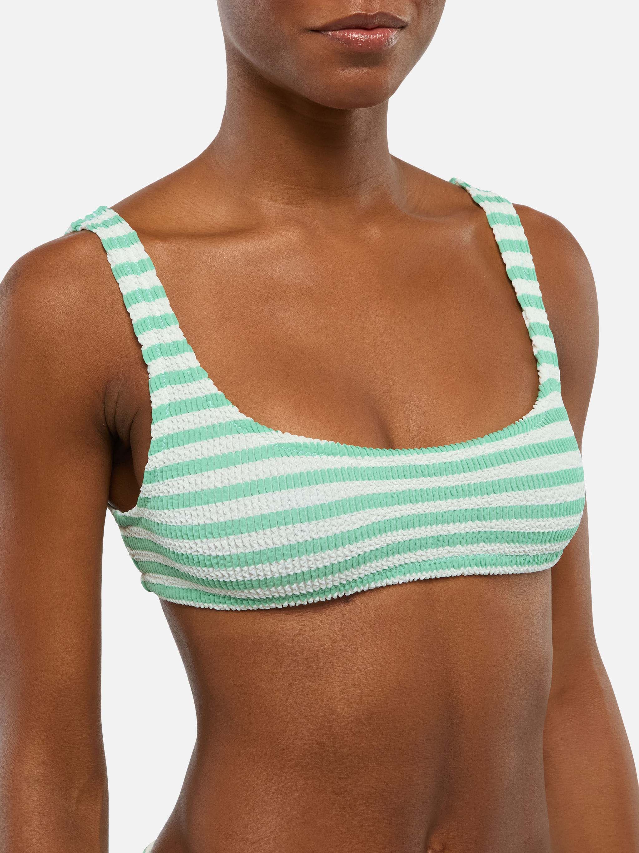 Bikini a bralette Naima Naomi in crinkle con stampa a righe - Image 3