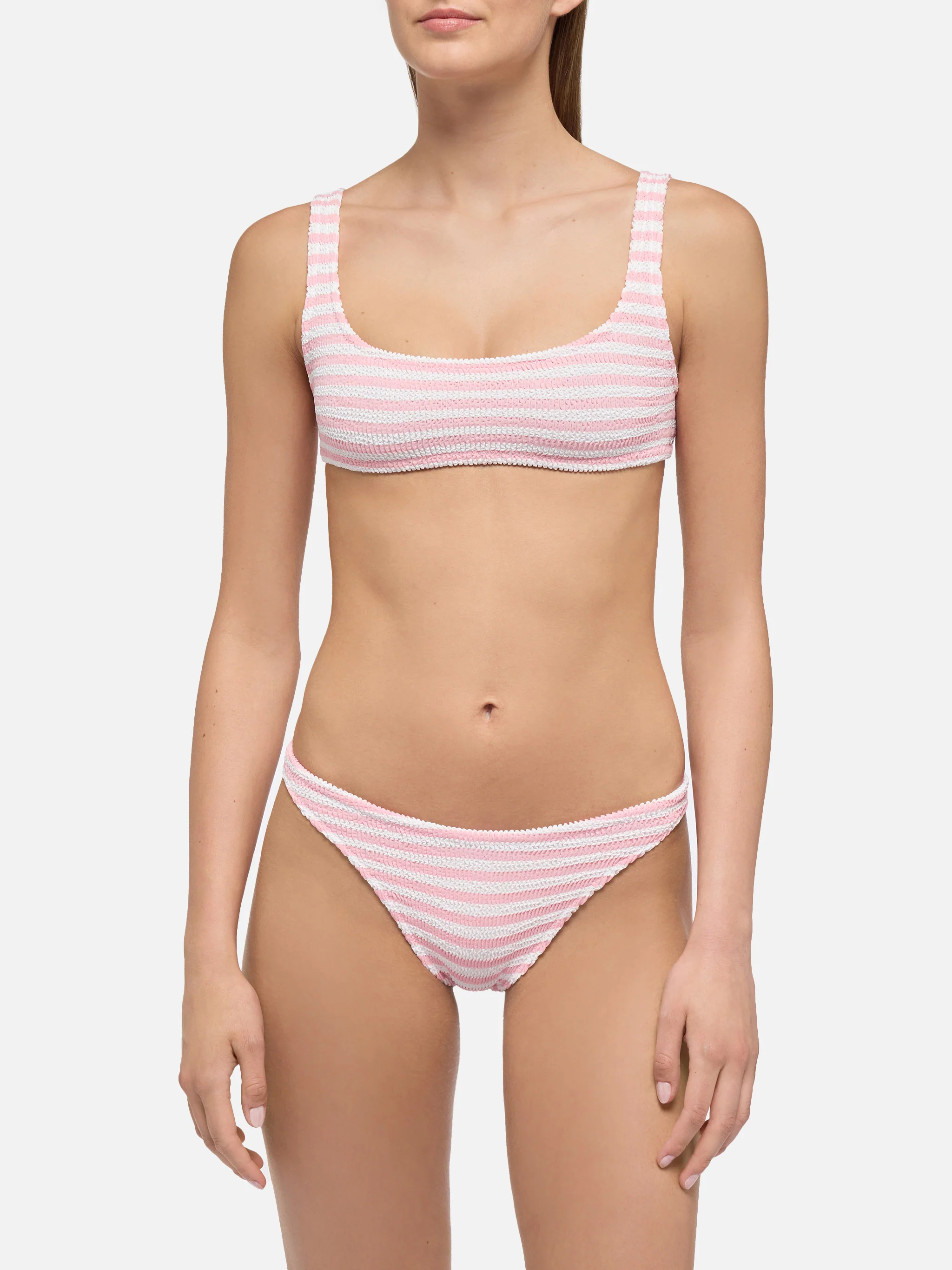 Bikini a bralette Naima Naomi in crinkle con stampa a righe - Image 2