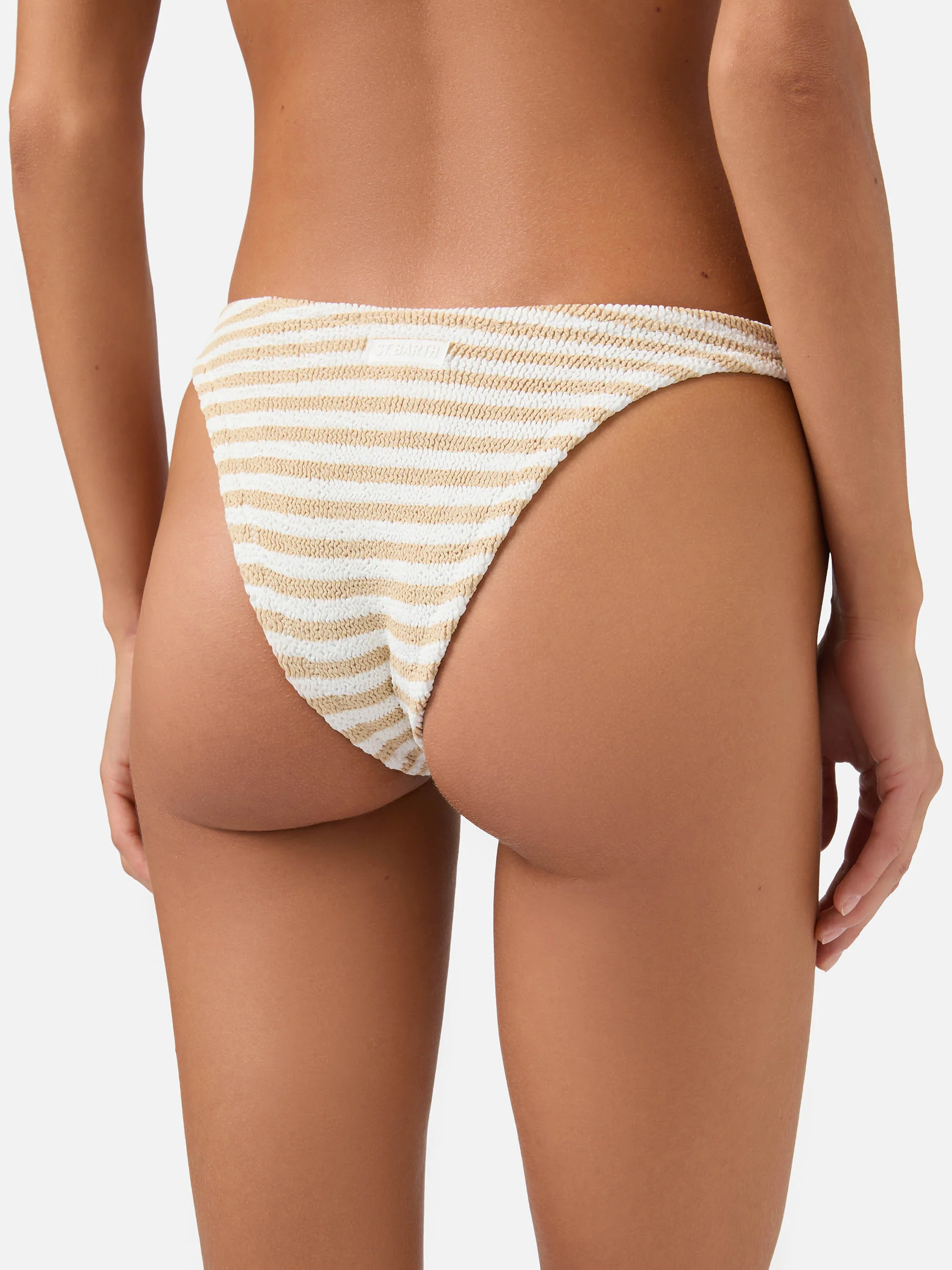 Naomi slip mare cheeky in crinkle con stampa a righe - Image 2