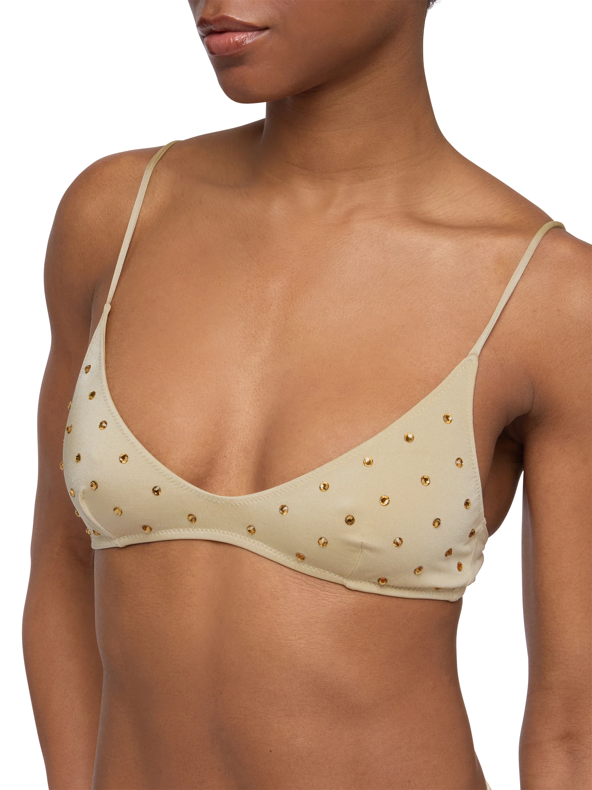 Bikini a bralette scollata Paloma Naomi in oro con applicazioni di strass - Image 2