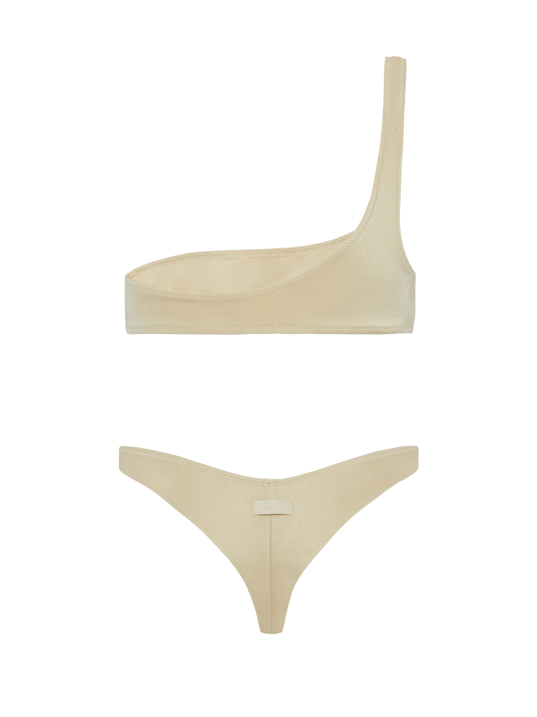 Bikini Celestine Naomi in shimmer oro bralette monospalla e slip a brasiliana - Image 3