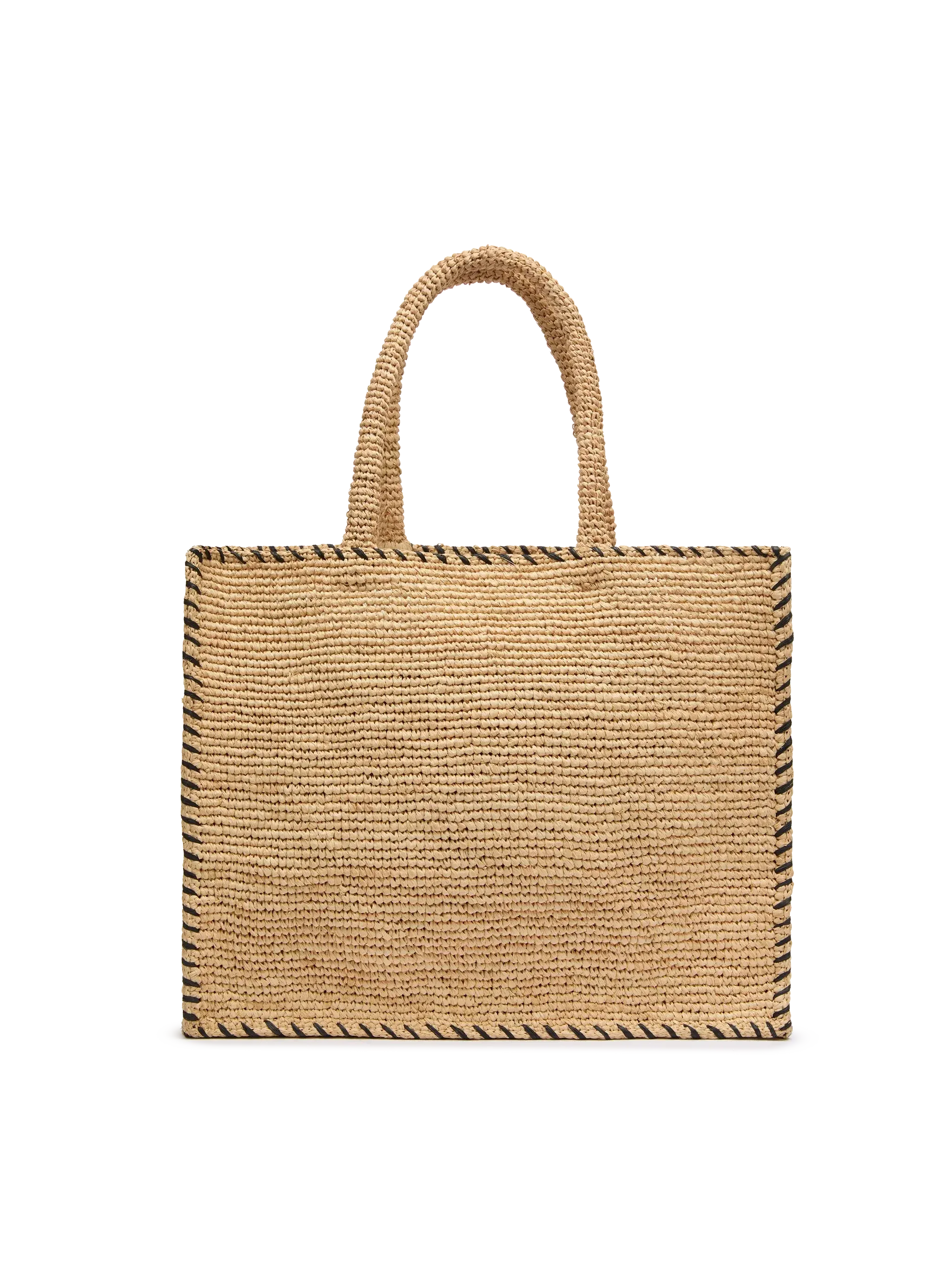 Borsa a spalla Vanity Rafia beige con bordo nero - Image 5